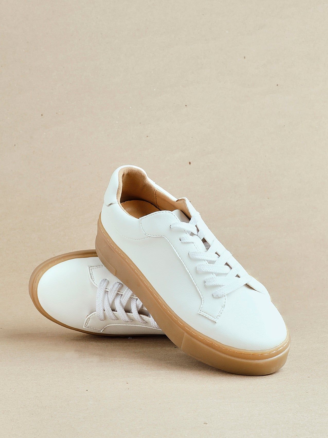Linzi Blanca White Faux Leather Lace-Up Flatform Trainers image 2