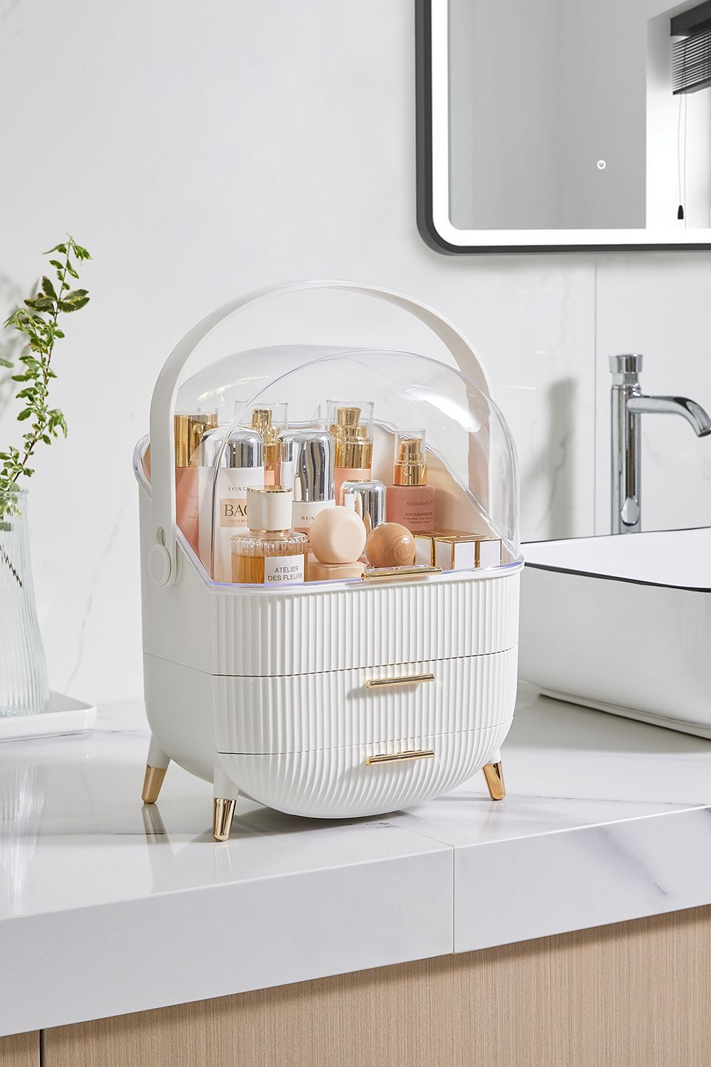 Living and Home Cosmetic Organizer Skincare Display Box With 2 Layers Of Storage Boxes And Transparent Lid image 2