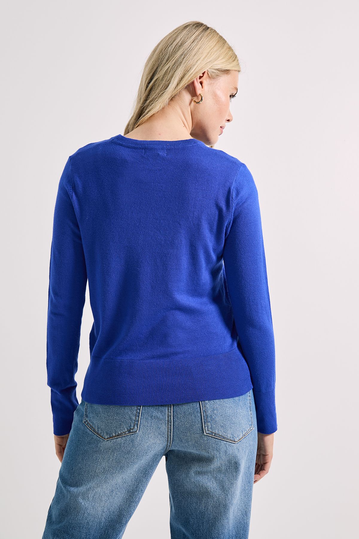 Dorothy Perkins Cobalt Crew Neck Button Cuff Jumper Cobalt image 3