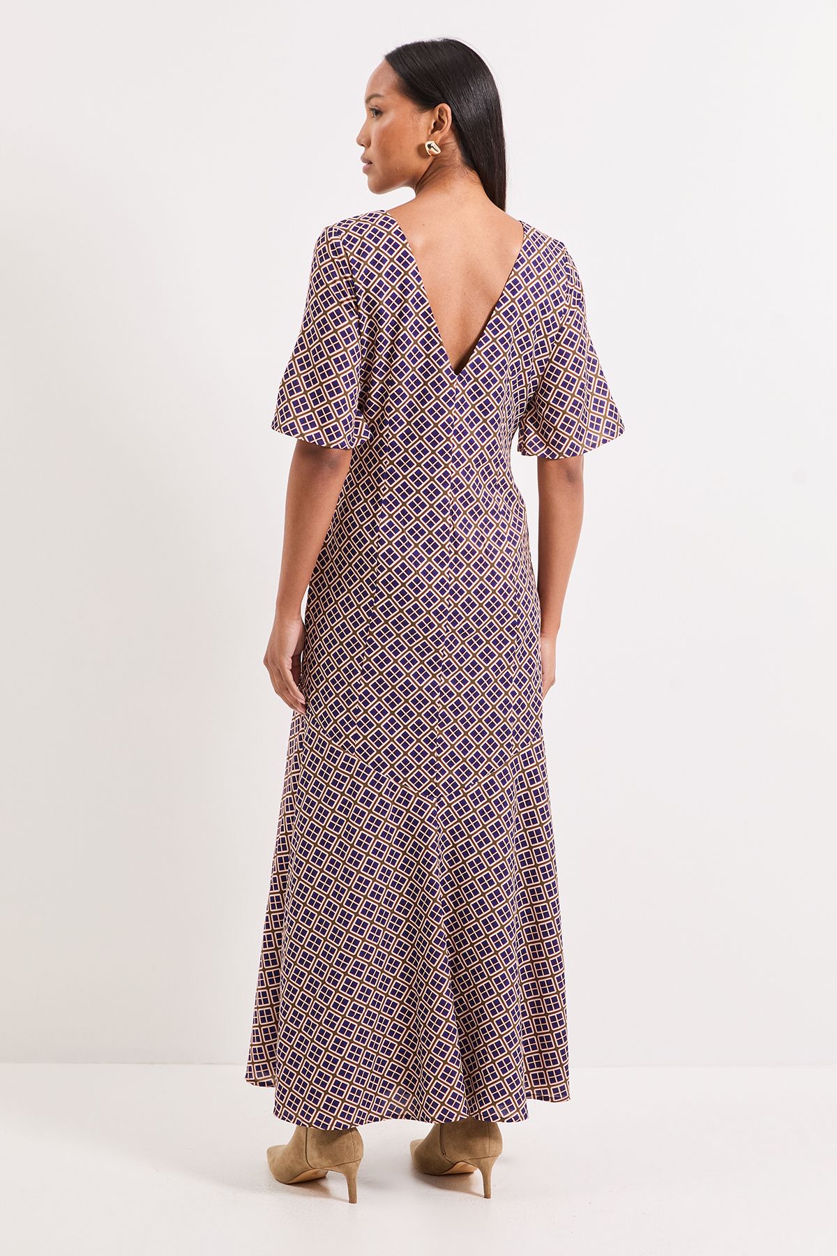 Principles Printed Crepe Fishtail Maxi Dress Blue image 3