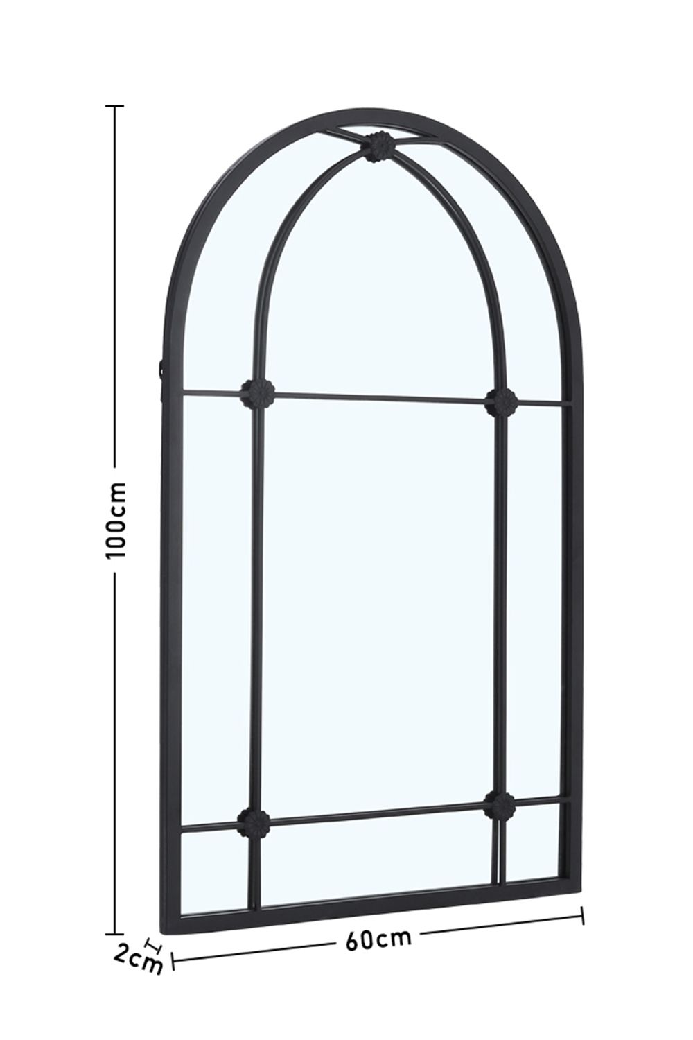 Living and Home Modern Arched Wall-mounted Metal Frame Windowpane Mirror image 7