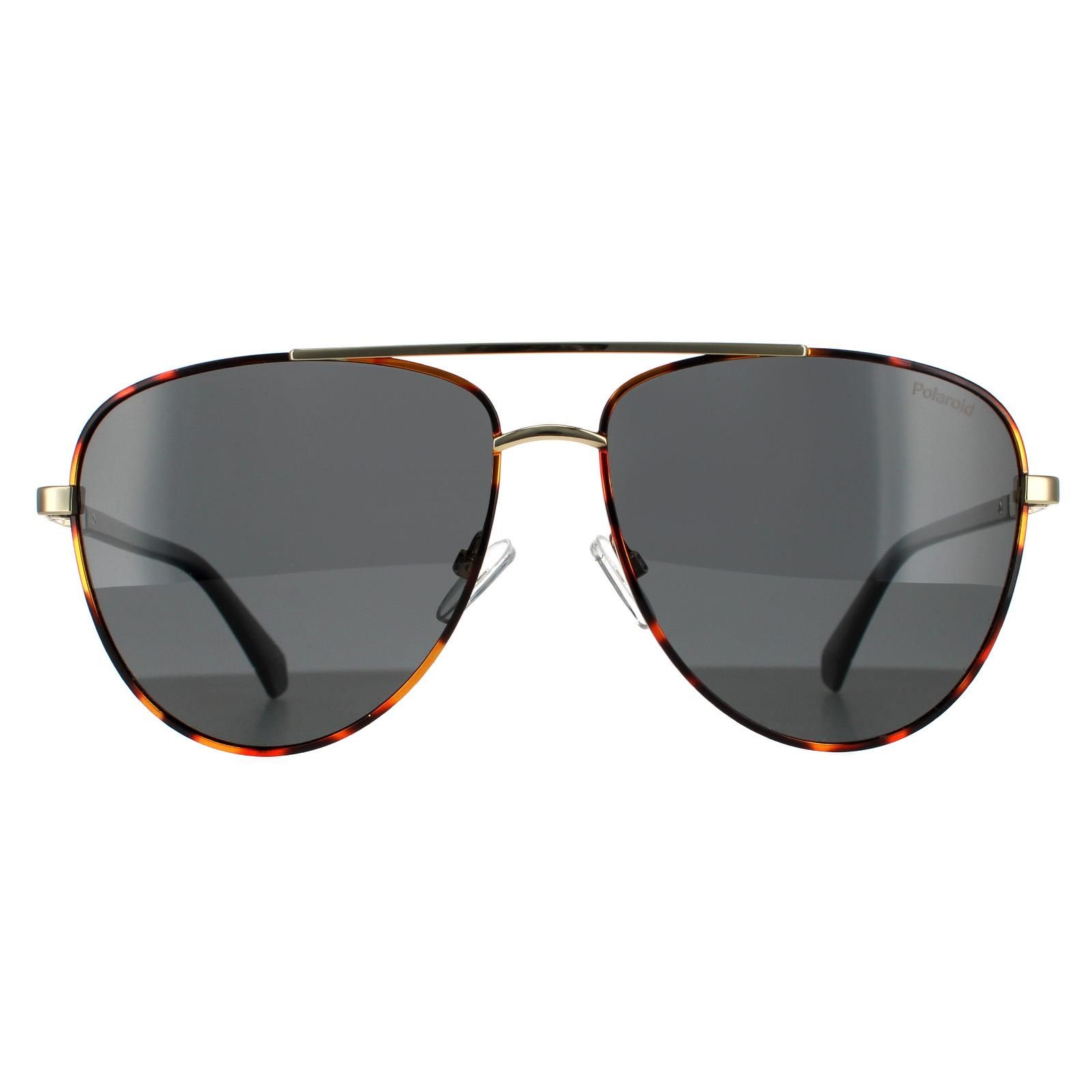 Polaroid Aviator Gold Havana Grey Polarized Sunglasses