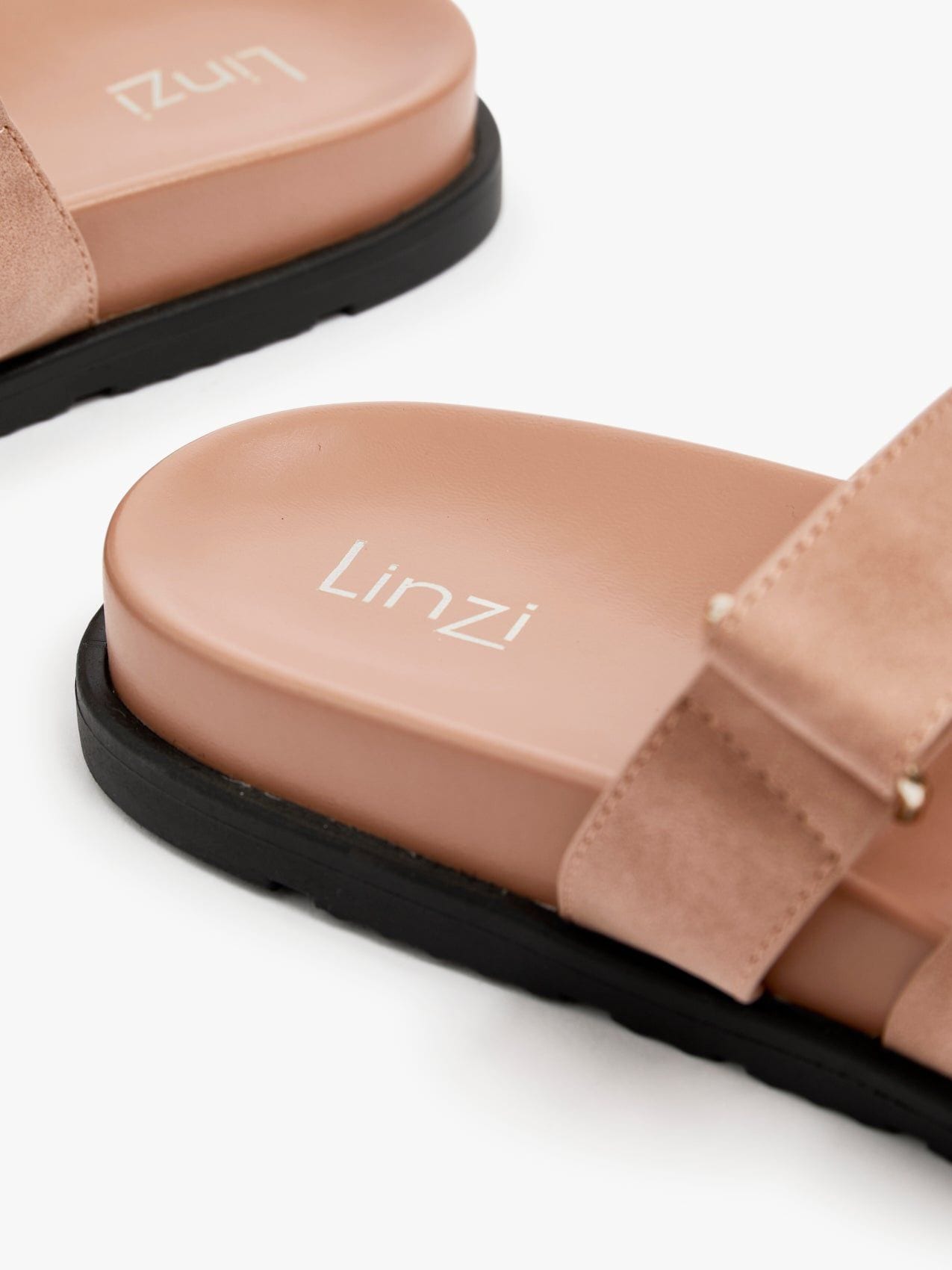 Linzi Emmy Dusky Pink Faux Nubuck Footbed Linked Design Sandal image 5