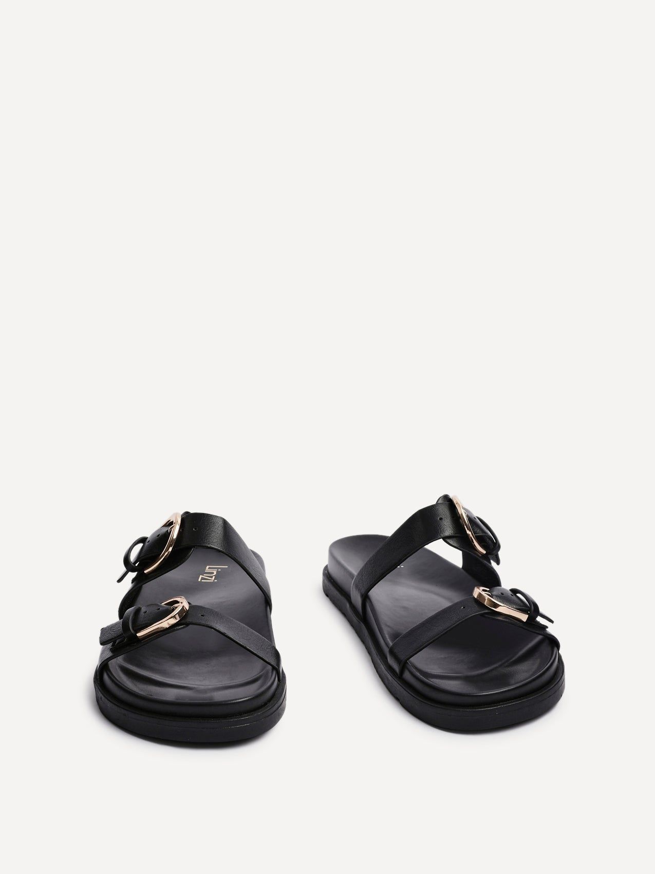 Linzi Miko Black Faux Leather Flat Sandal image 3