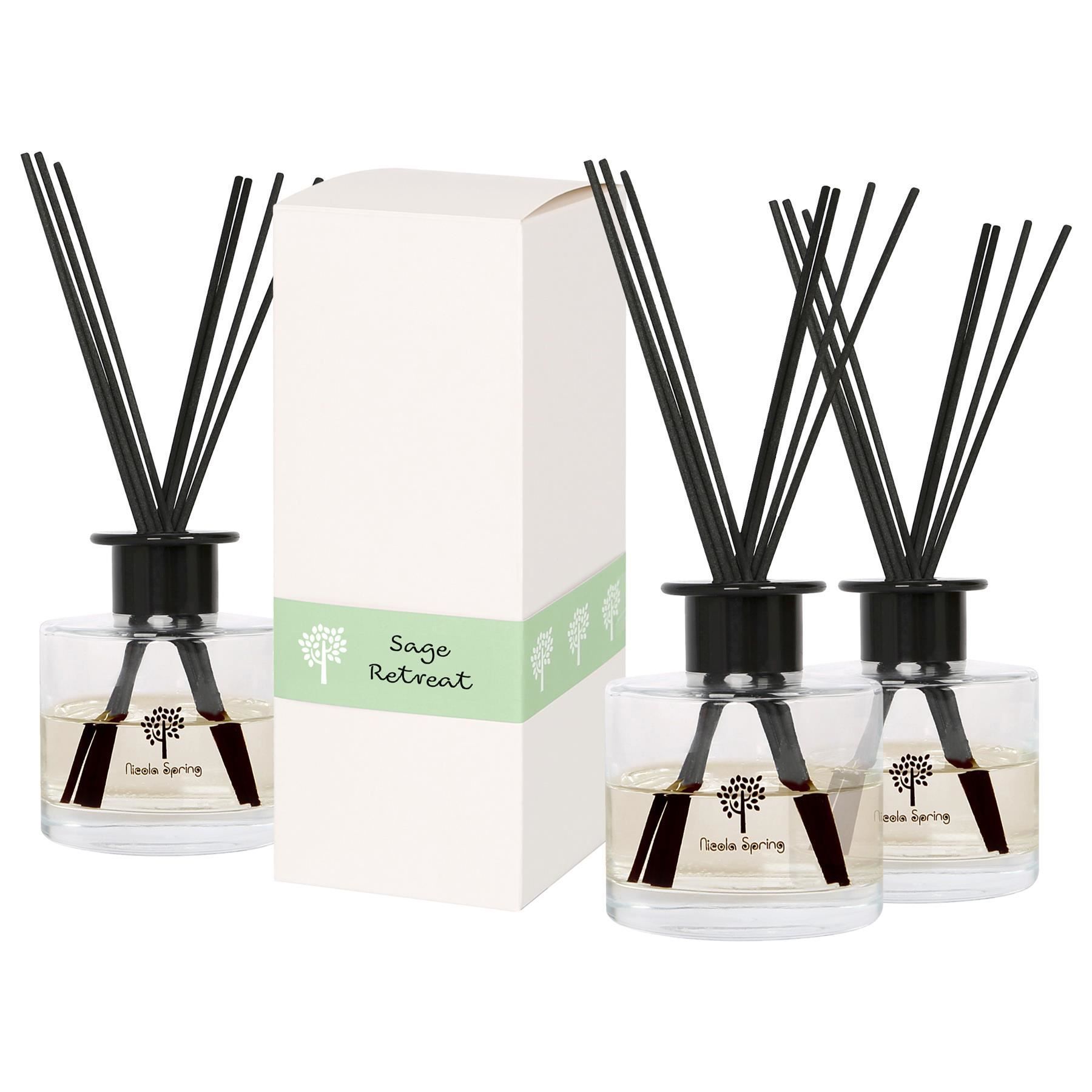 Nicola Spring 200ml Sage Retreat Reed Diffusers - Pack of 3 - Herbal Spa Jars image 1