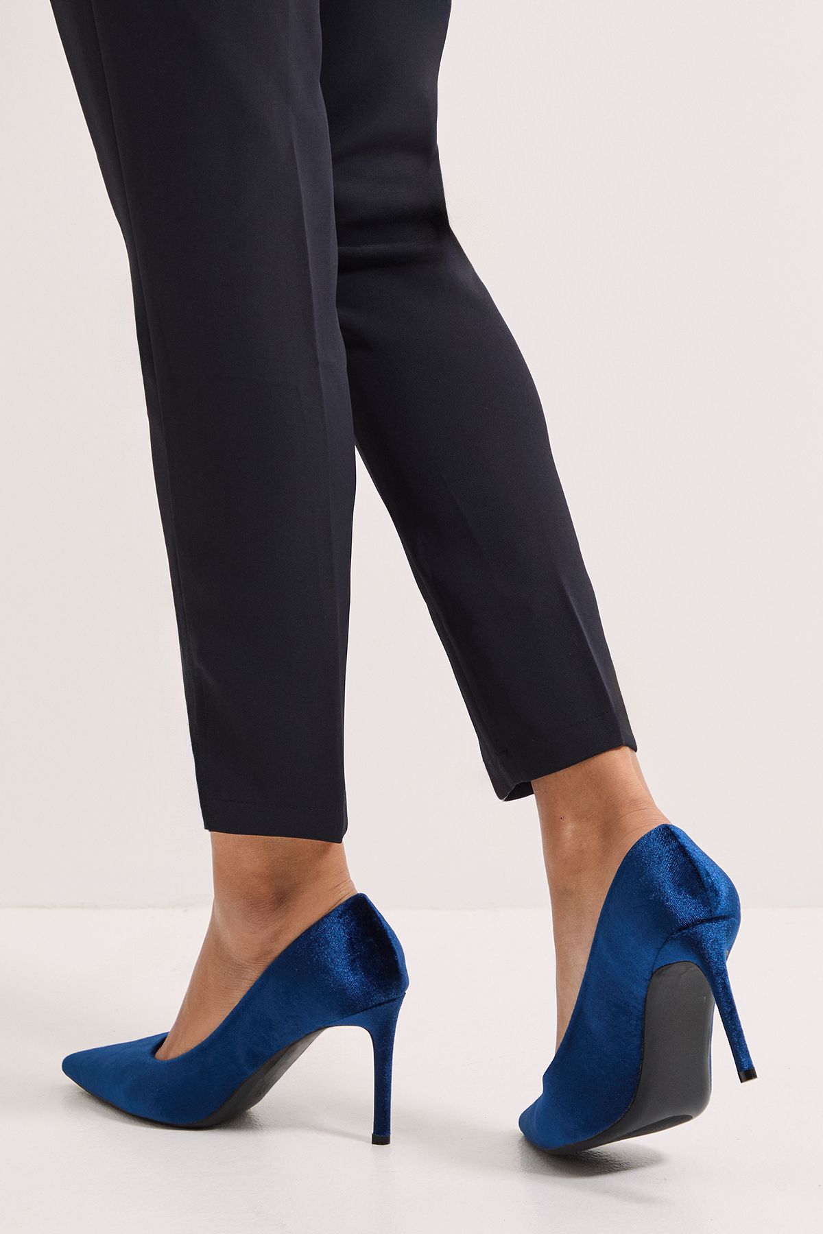 Dorothy Perkins Dash Velvet Pointed High Stiletto Heel Court Shoes Navy image 4