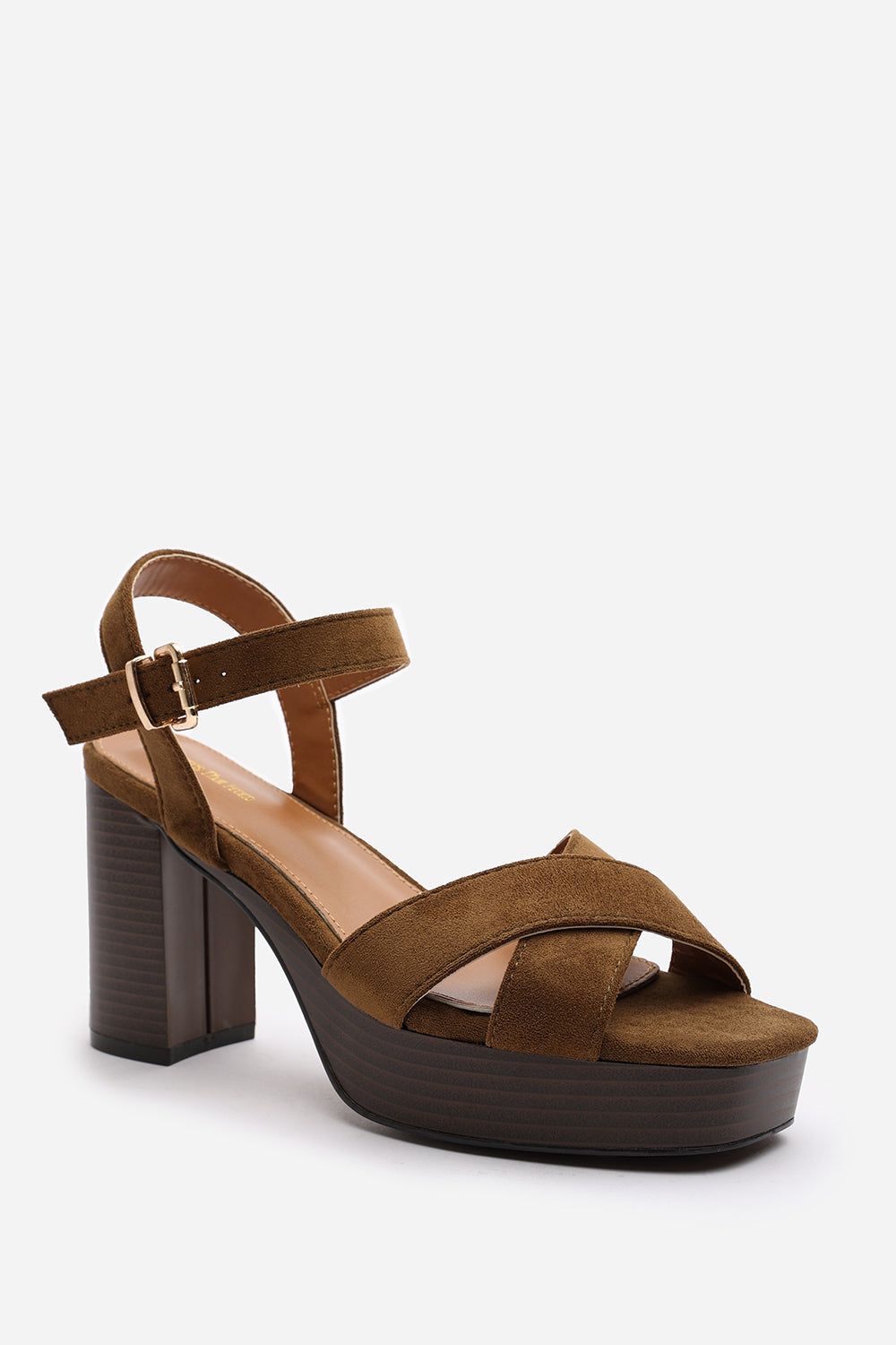 Where's That From 'Yvette' Suede Cross Over Platform Sandals With Buckle Strap image 3