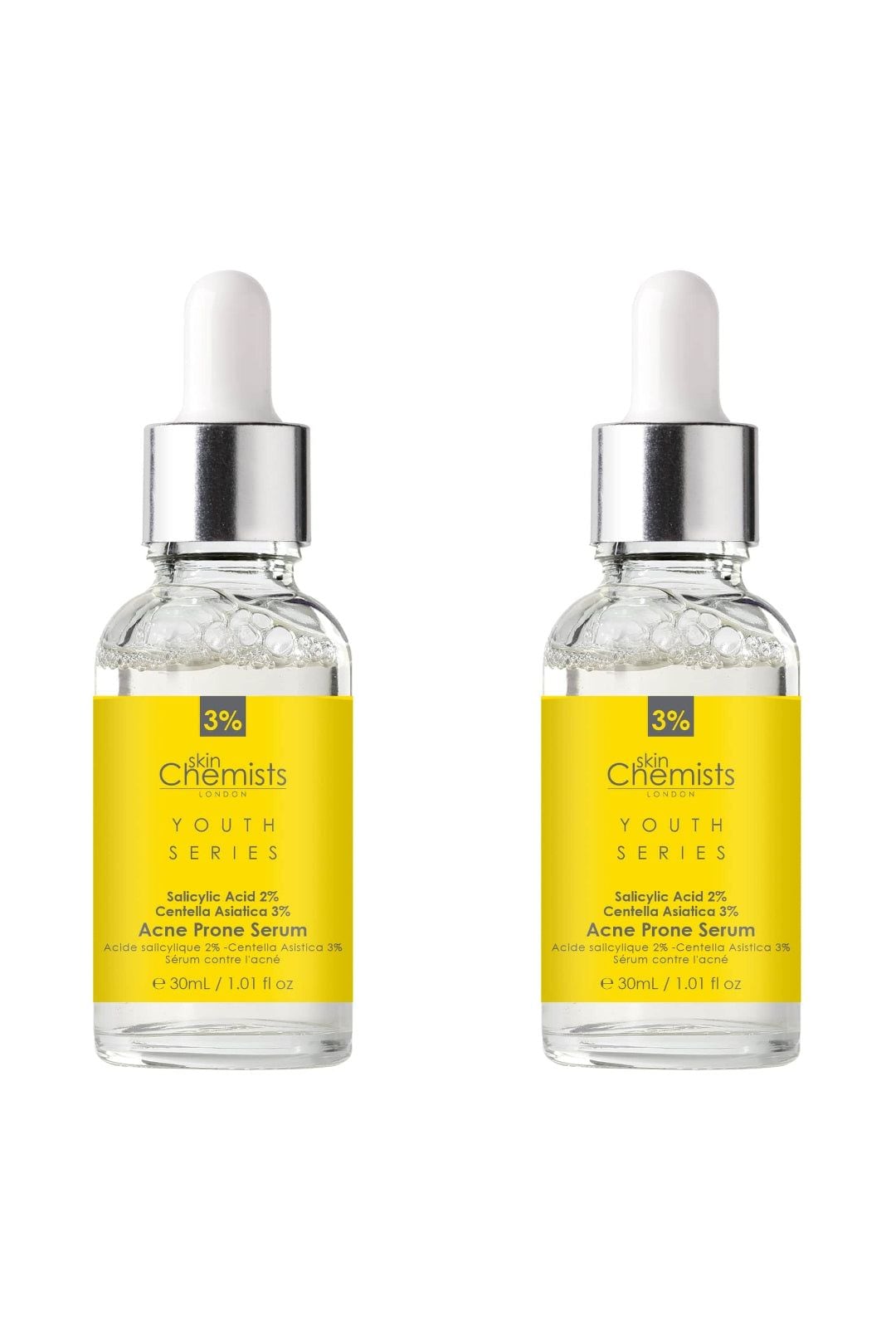 skinChemists Youth Series Acne Prone Serum Salicylic Acid 2%, Centella Asiatica 3% 30ml x 2 Duo Pack image 1