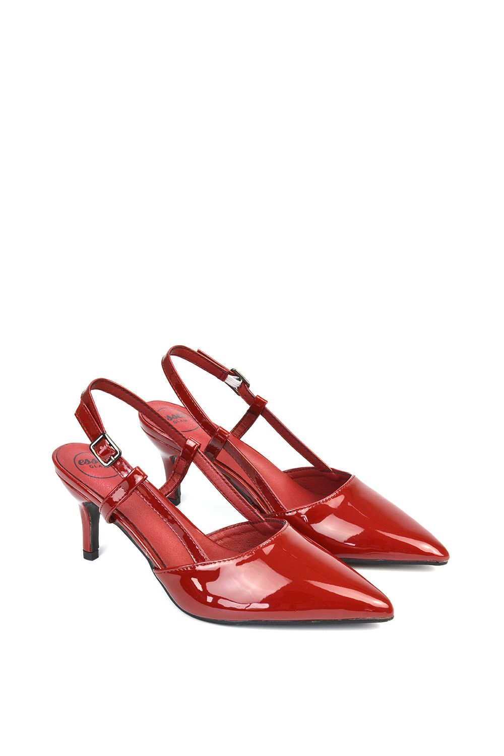 XY London 'Karla' Mid Heel Stilettos Pointed Toe Slingback Court Shoes image 4