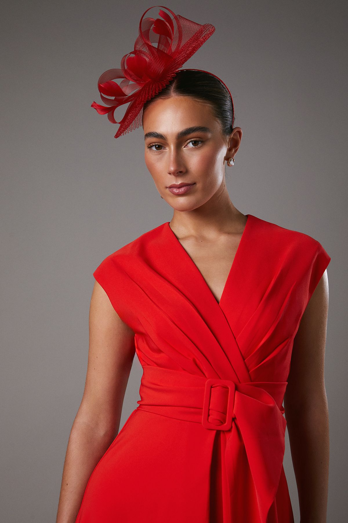 Coast Belted Crepe Dress Flame Red image 4