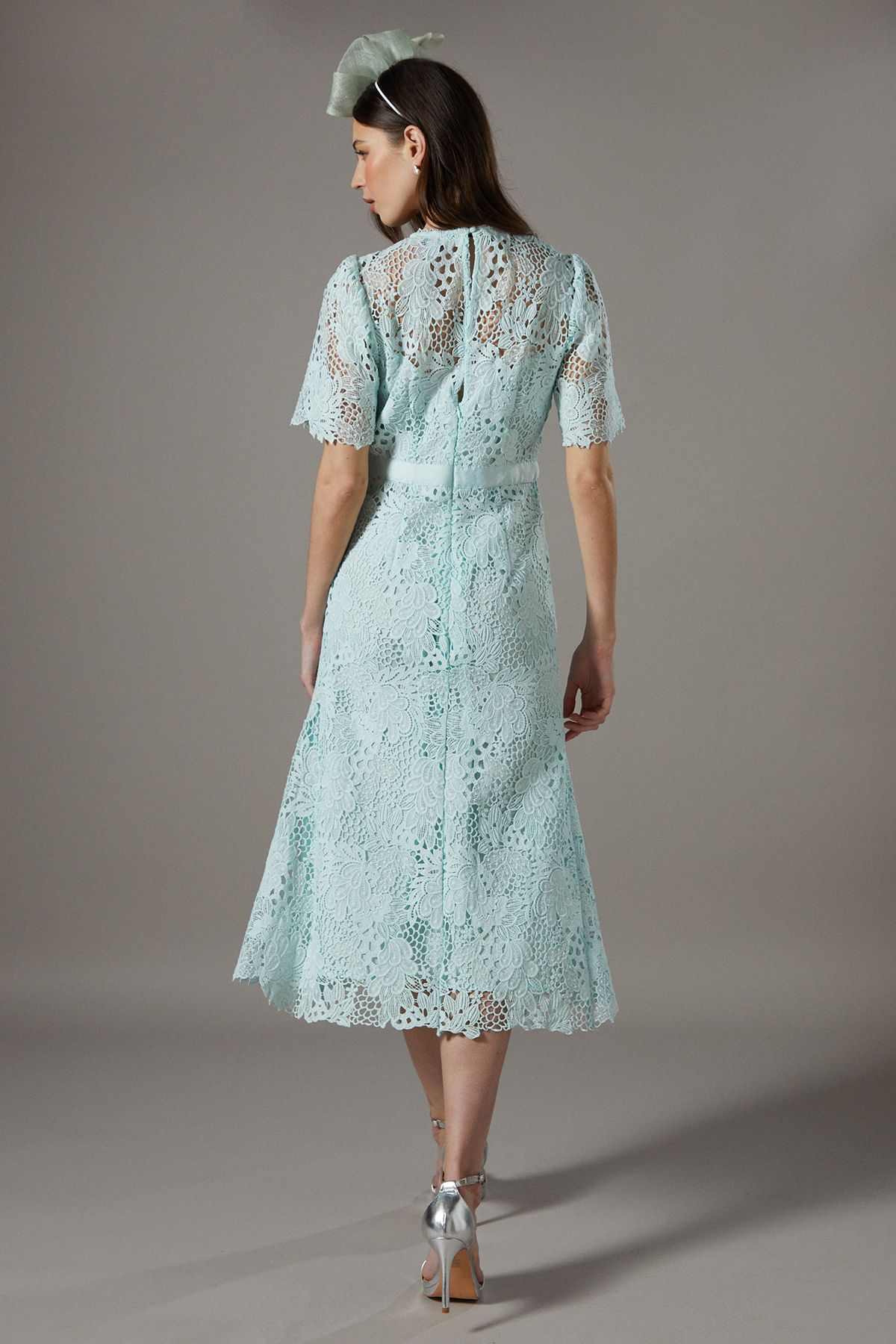 Coast Lace Midi Dress With Bow Belt Sage image 3