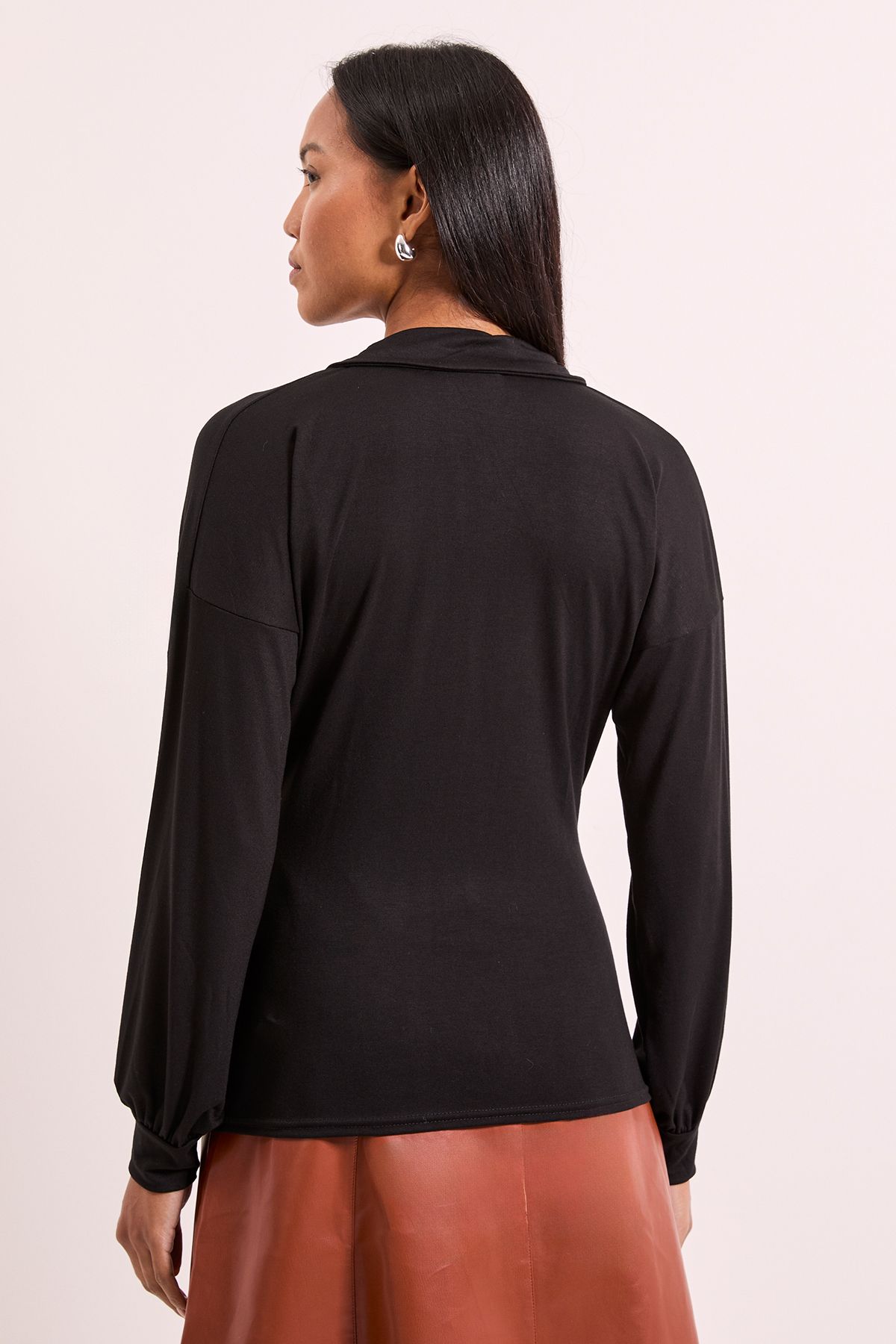 Principles Black Wrap Front Jersey Shirt Black image 3