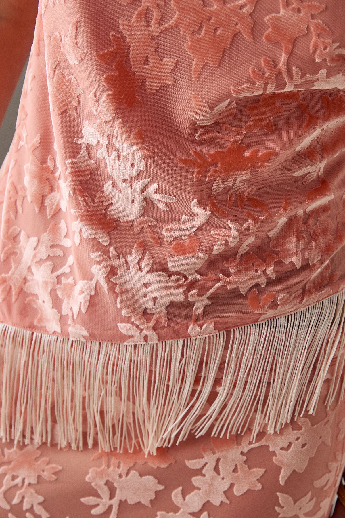 Warehouse Devore One Shoulder Fringe Cami Top Pink image 5