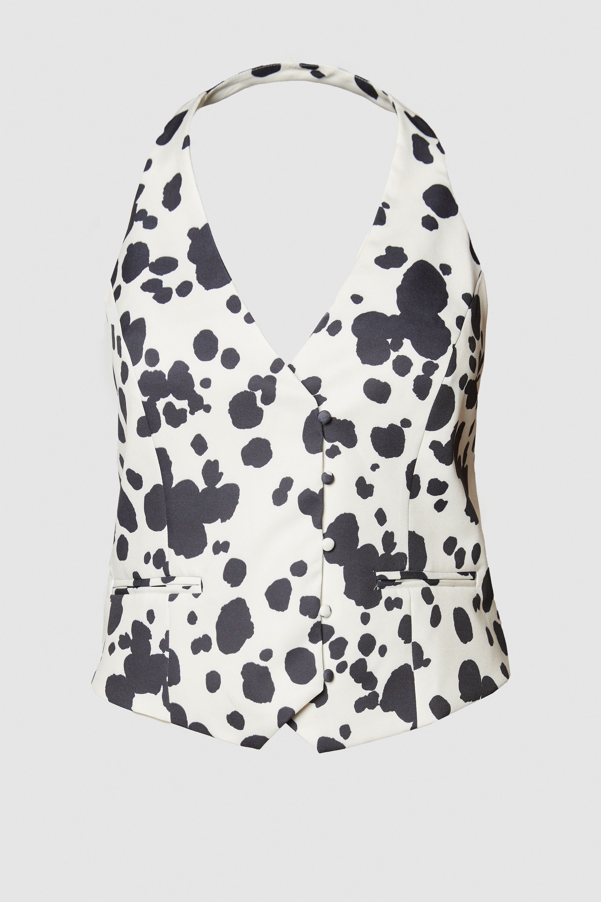 NastyGal Plus Spot Print Tailored Waistcoat Mono image 1