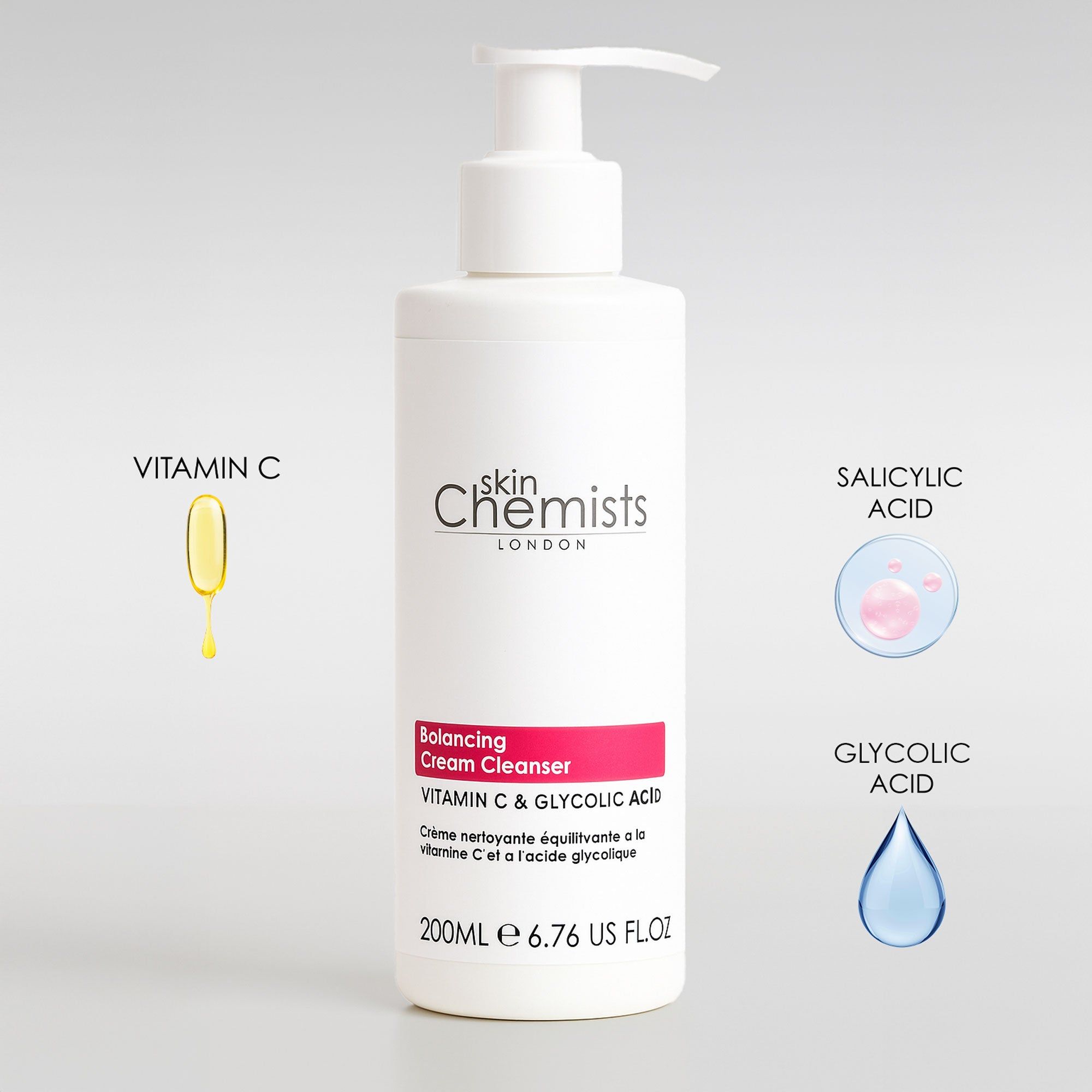 skinChemists Balancing Vitamin C & Glycolic Acid Cream Cleanser 200ml image 5