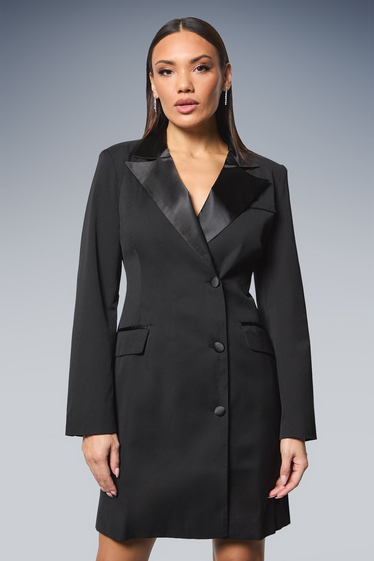 Principles Button Front Satin Contrast Blazer Mini dress Black image 2