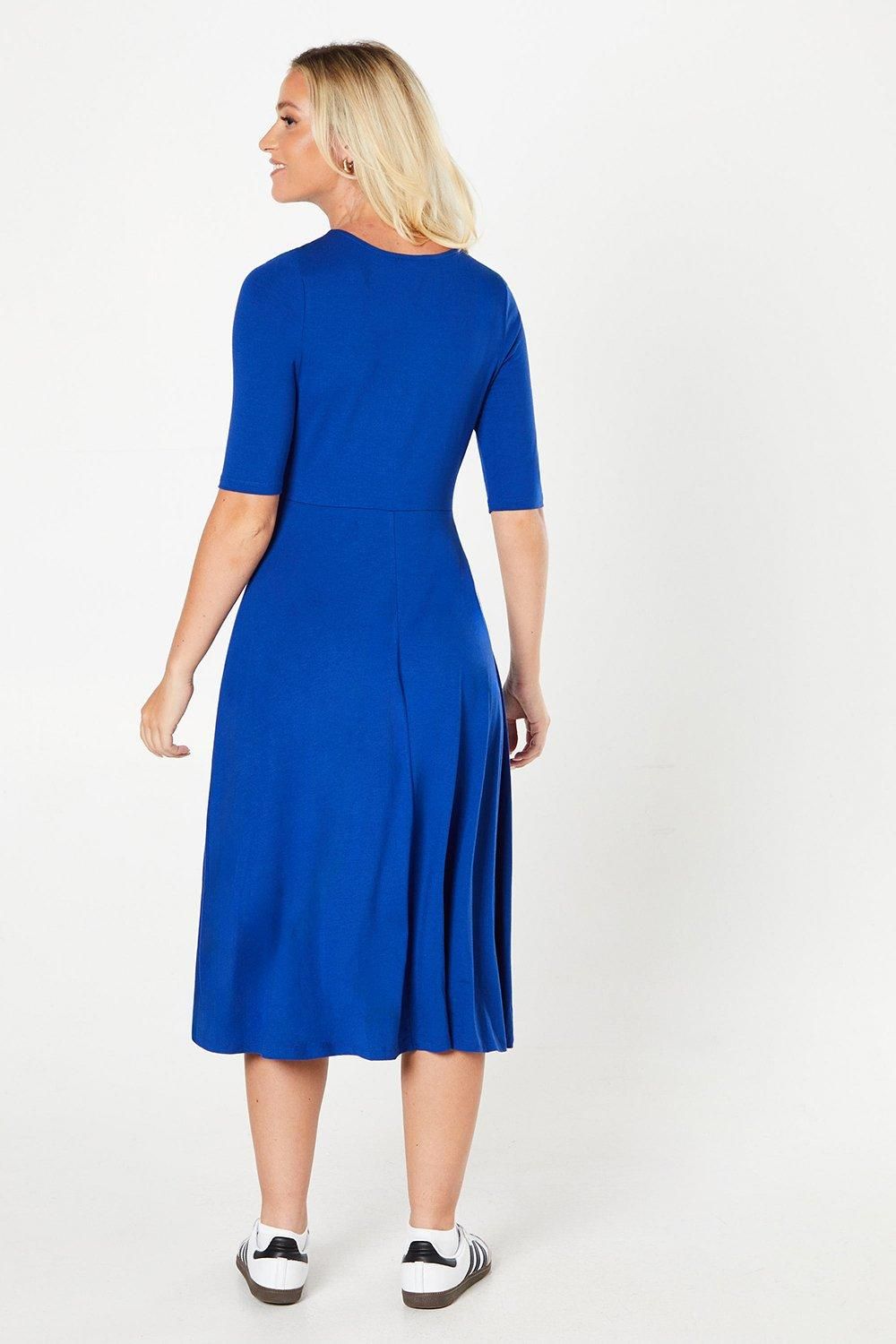 Dorothy Perkins Short Sleeve Wrap Midi Dress Blue image 3