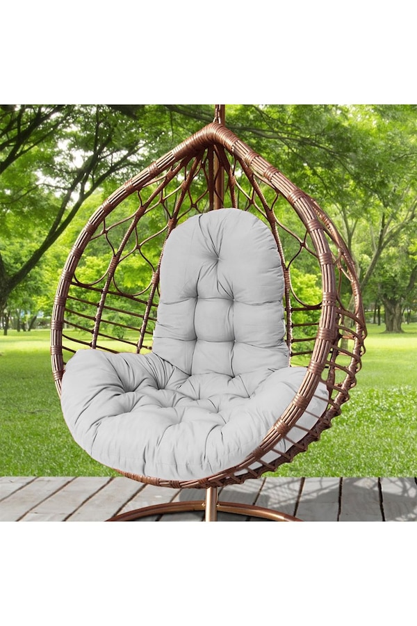 Living and Home Outdoor T-Shaped Egg Chair Cushion Hanging Swing Chair Pad,Light Grey