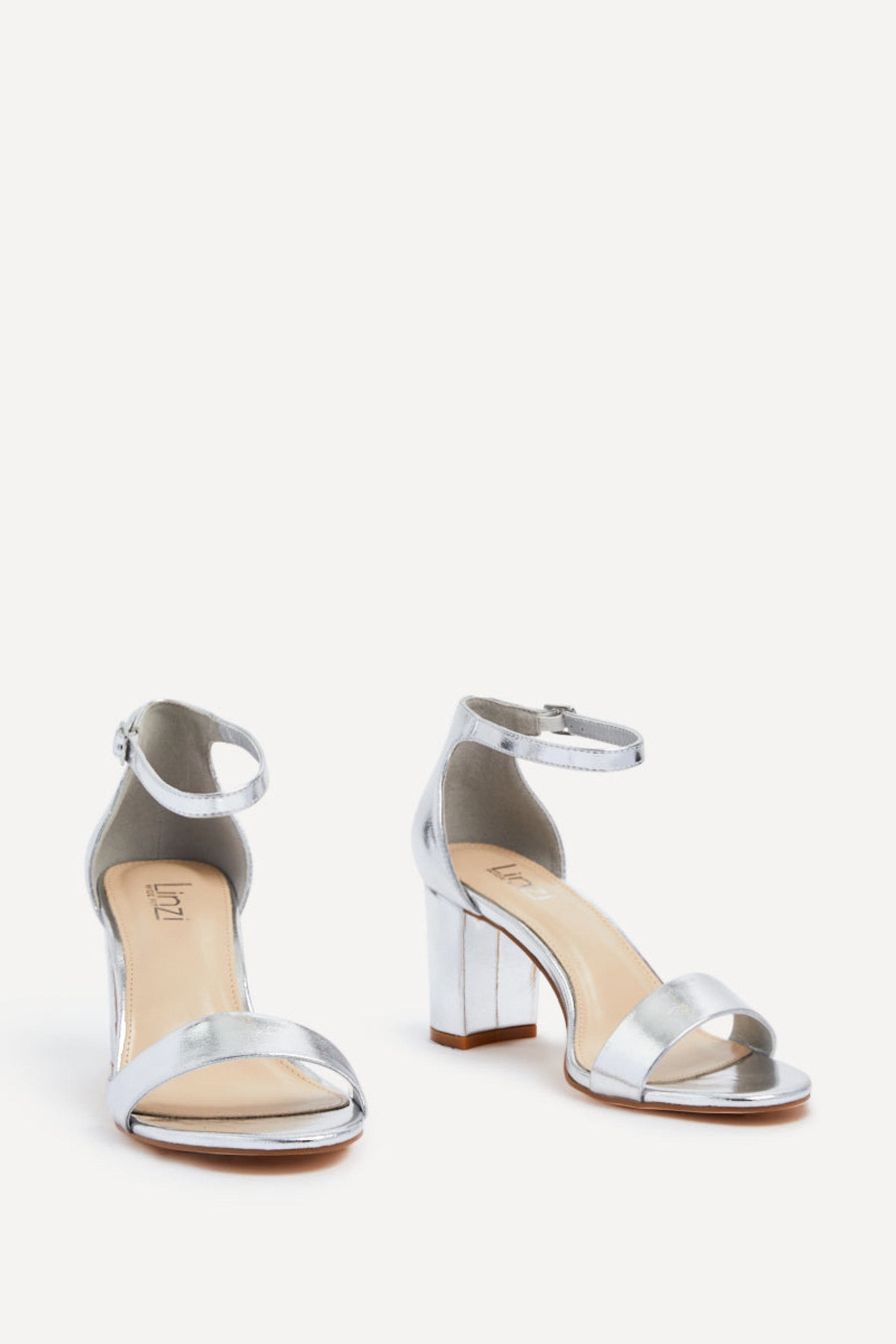 Linzi Legacy Wide Fit Silver Faux Leather Closed Black Block Heel image 3