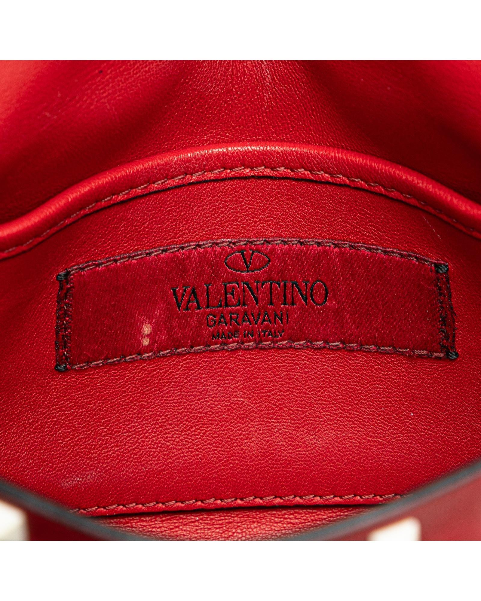 Valentino Preloved Rockstud Quilted Leather Shoulder Bag Wo - Red Satchel image 6