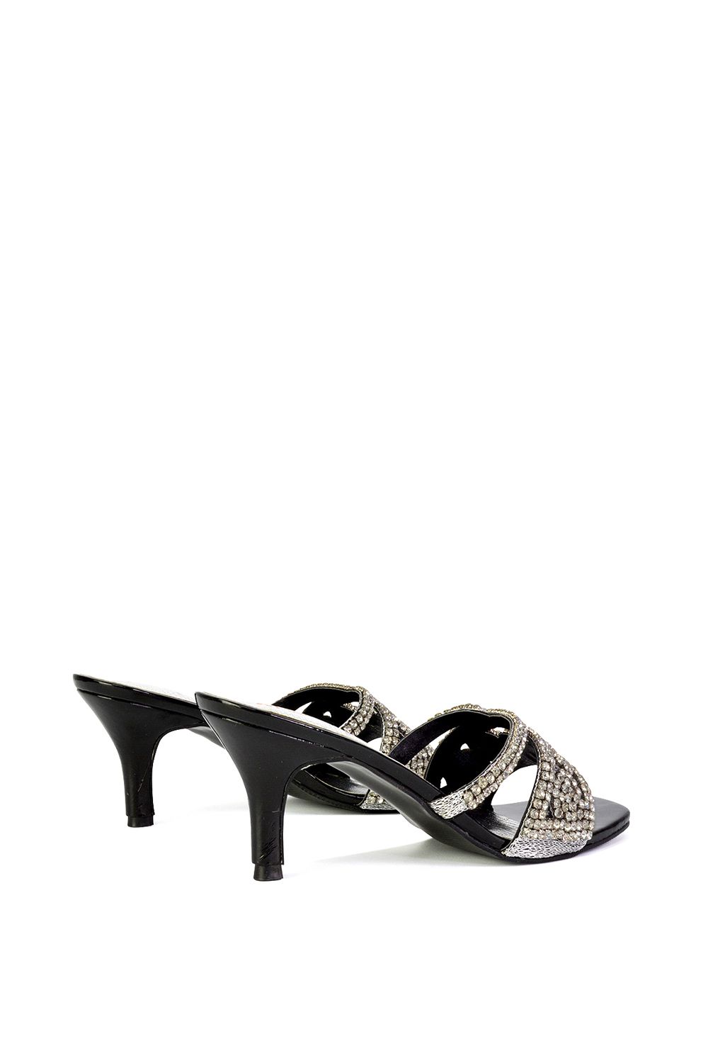 XY London 'Dominica' Diamante Mid Stiletto Heel Mule Sandals image 2