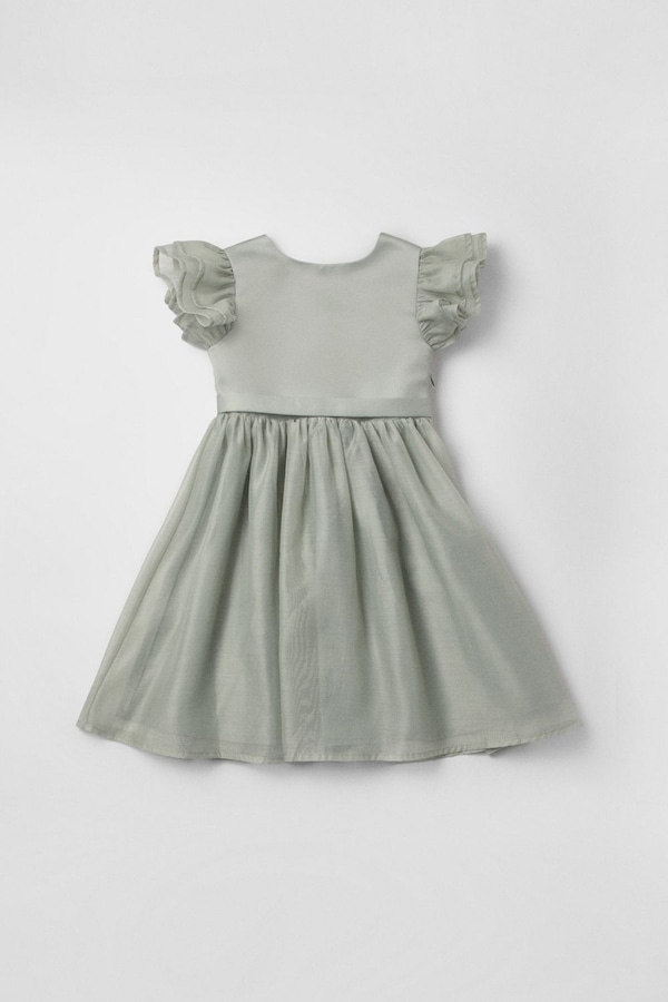Coast Mesh Flutter Sleeve Flowergirl Dress Sage