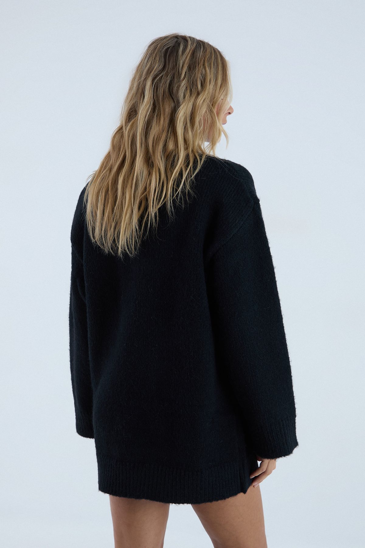 NastyGal Knitted Sweater Mini Dress Black image 4