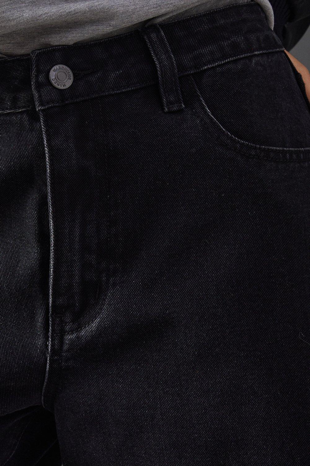 Warehouse Low Rise Denim Dad Jean Washed Black image 5
