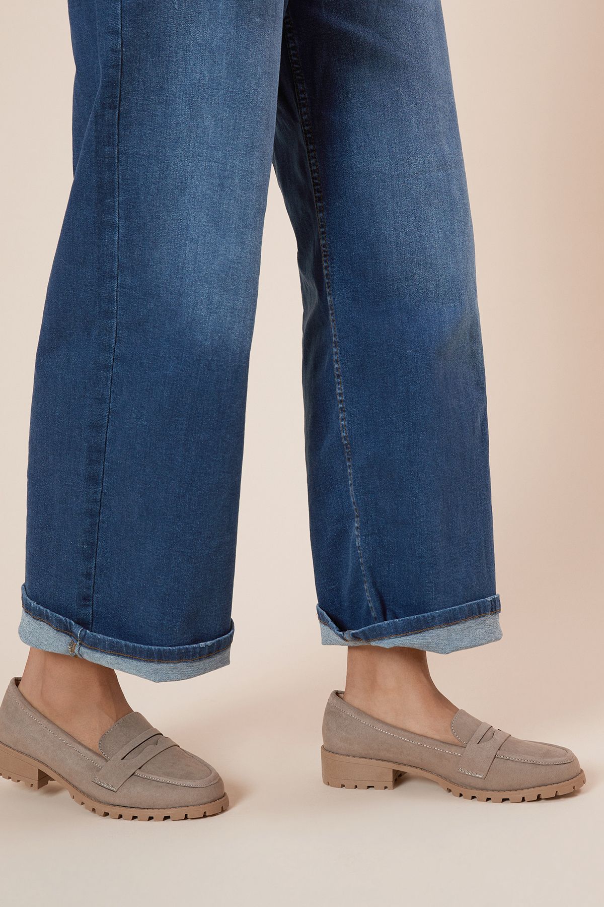 Dorothy Perkins Wide Fit Leoni Chunky Loafers Taupe image 4