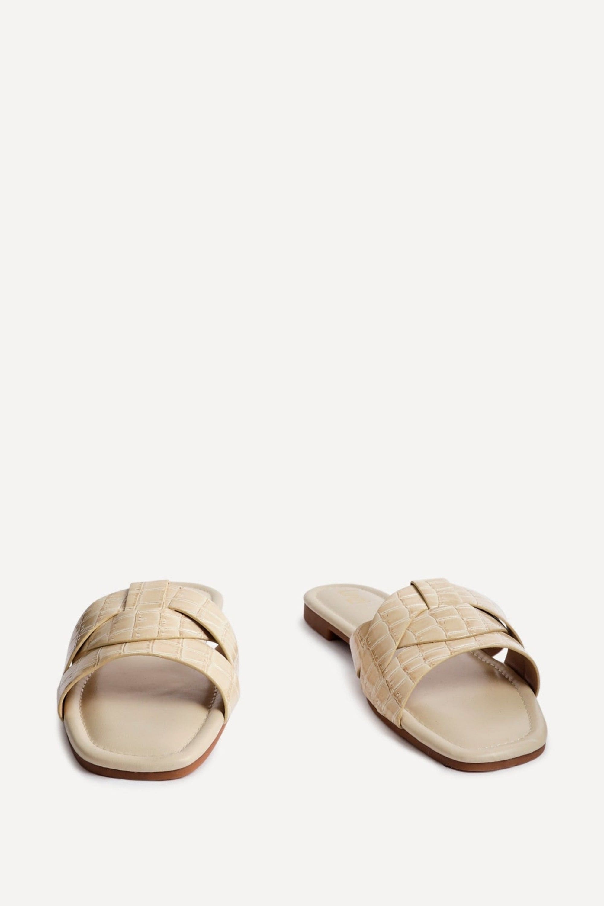 Linzi Fletcher Nude Croc Slider Sandals image 3