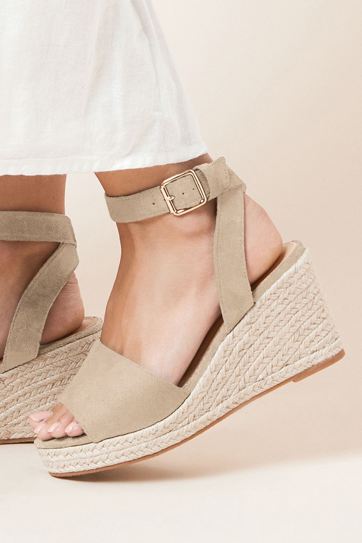 Dorothy Perkins Rebekah Peep Toe Espadrille Wedge Sandals Taupe image 4