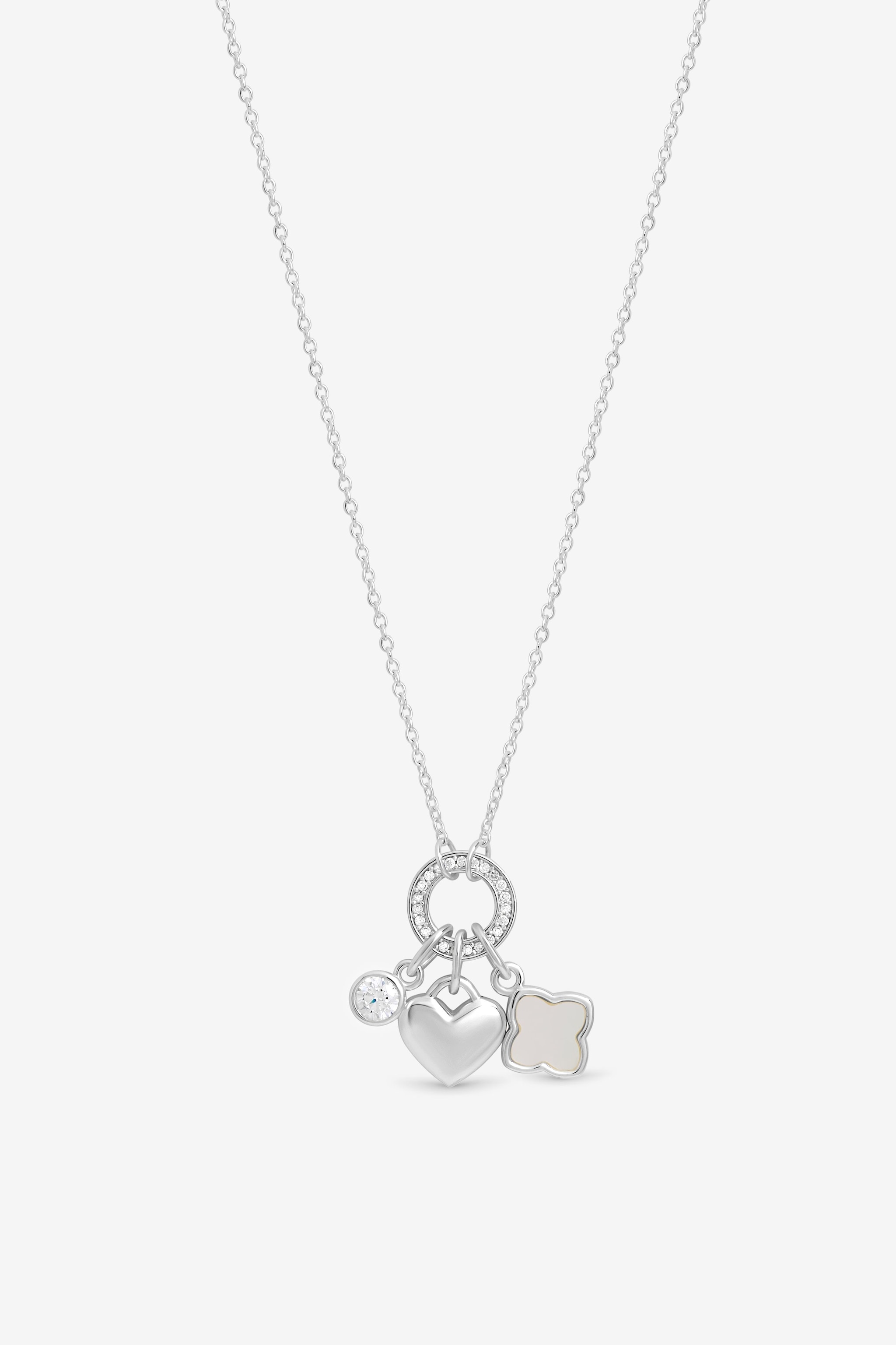 Simply Silver Sterling Silver 925 Cubic Zirconia Clover Charm Pendant image 1