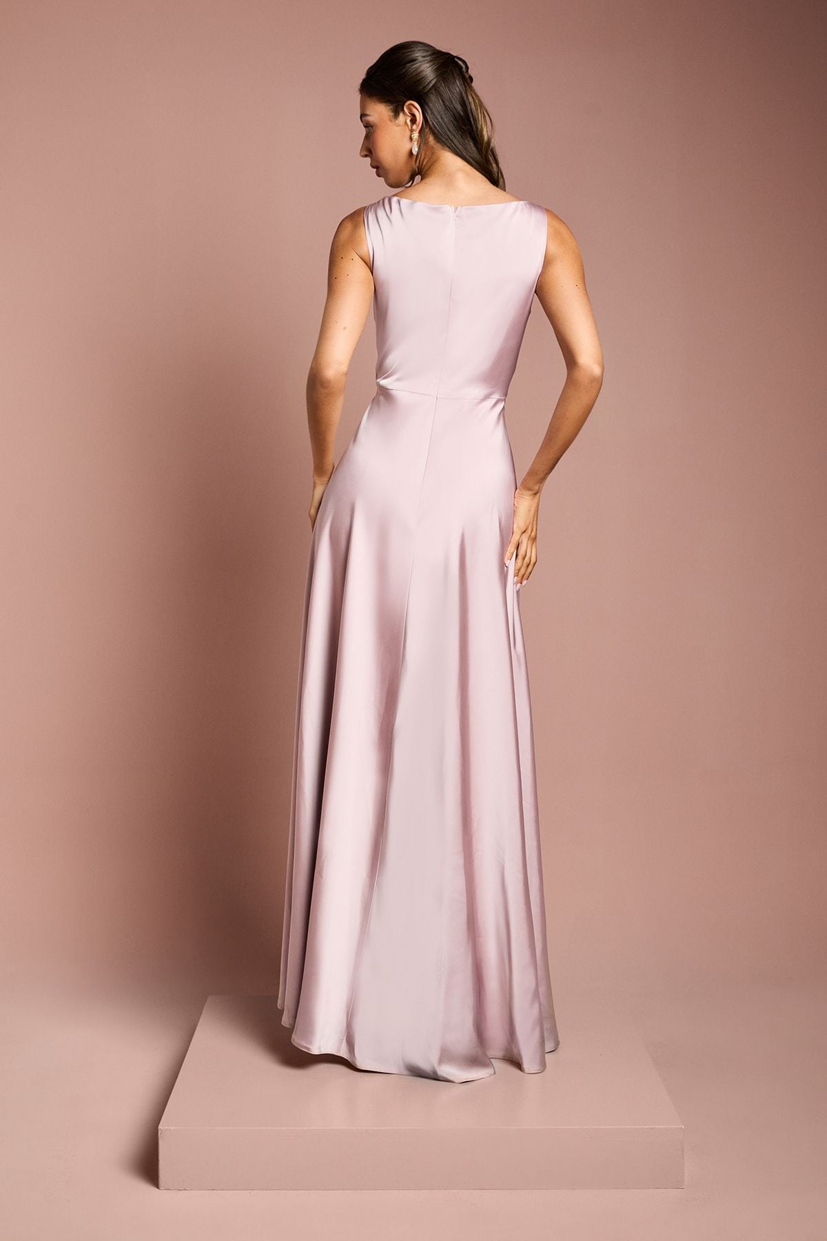 Coast Coast Honoured Sleeveless Cowl Neck Satin Maxi Bridesmaid Dress Dusty Rose image 4
