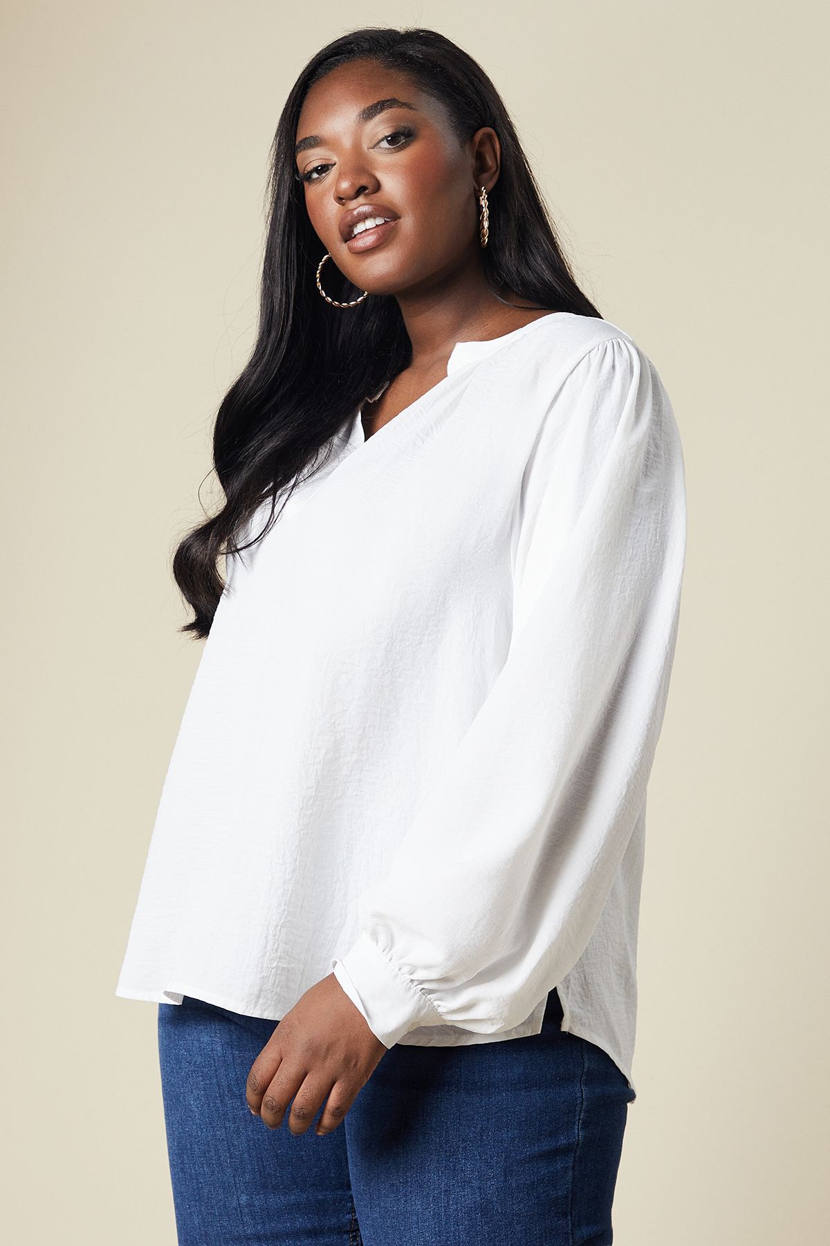 Dorothy Perkins Curve Overhead Shirt Ivory image 1