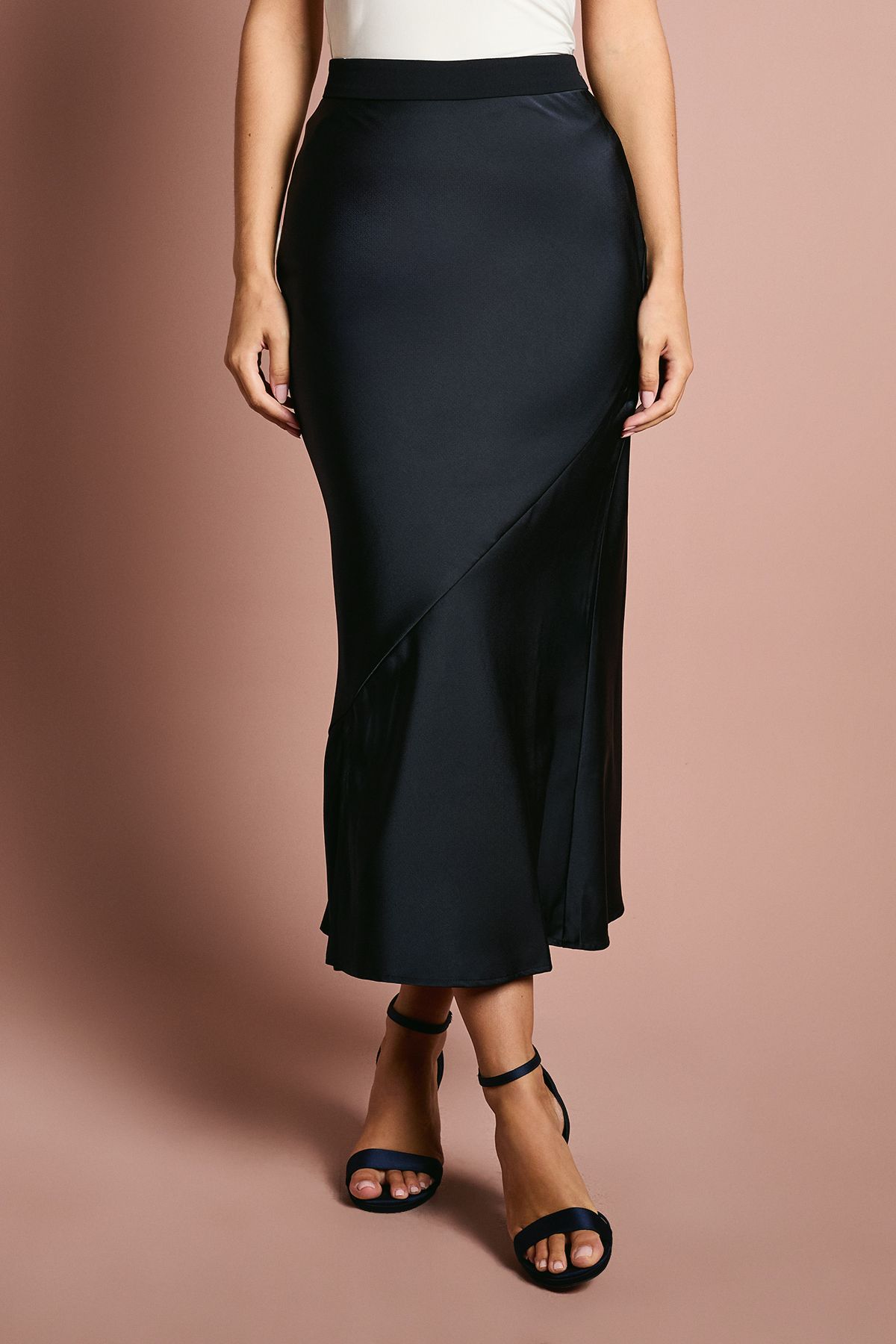 Coast Satin Detail Fitted Skirt Navy