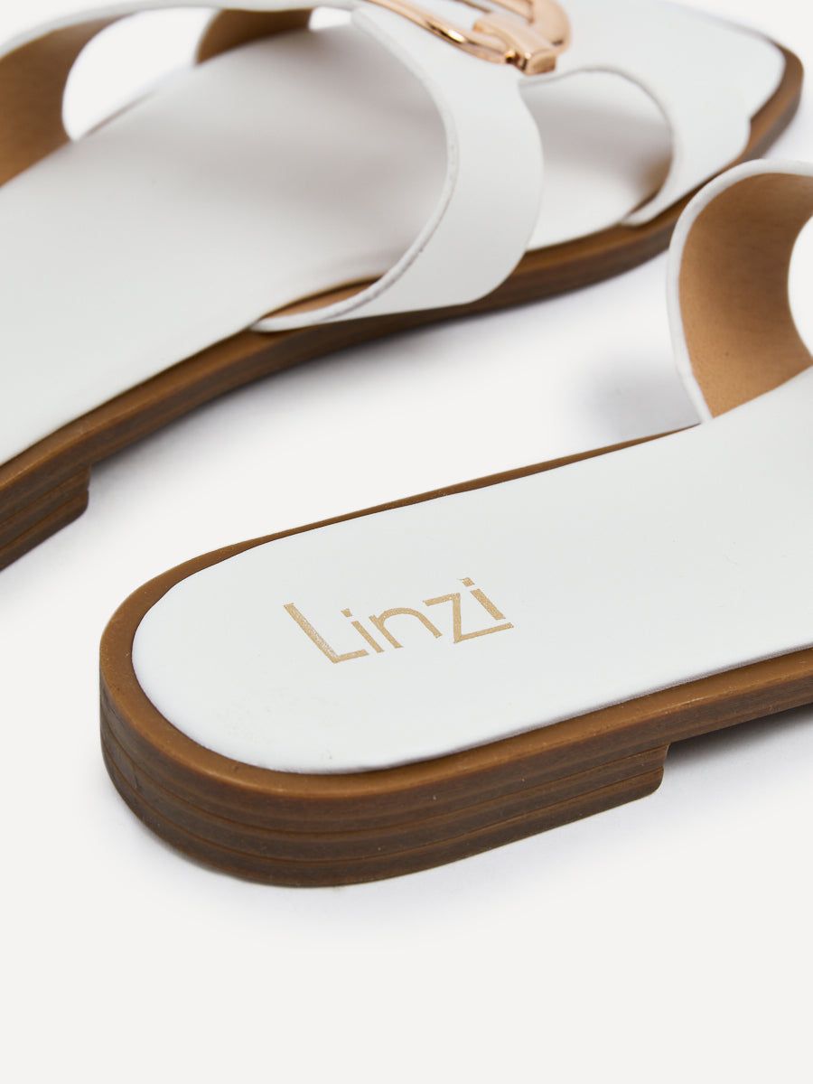 Linzi Vida White Faux Leather Flat Sandal image 5