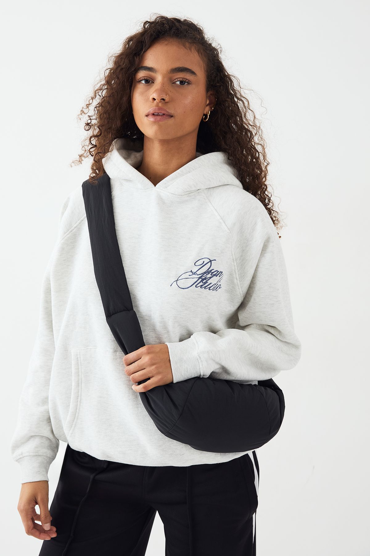 DSGN Studio DSGN Studio Script Oversized Hoodie Ash Grey image 3