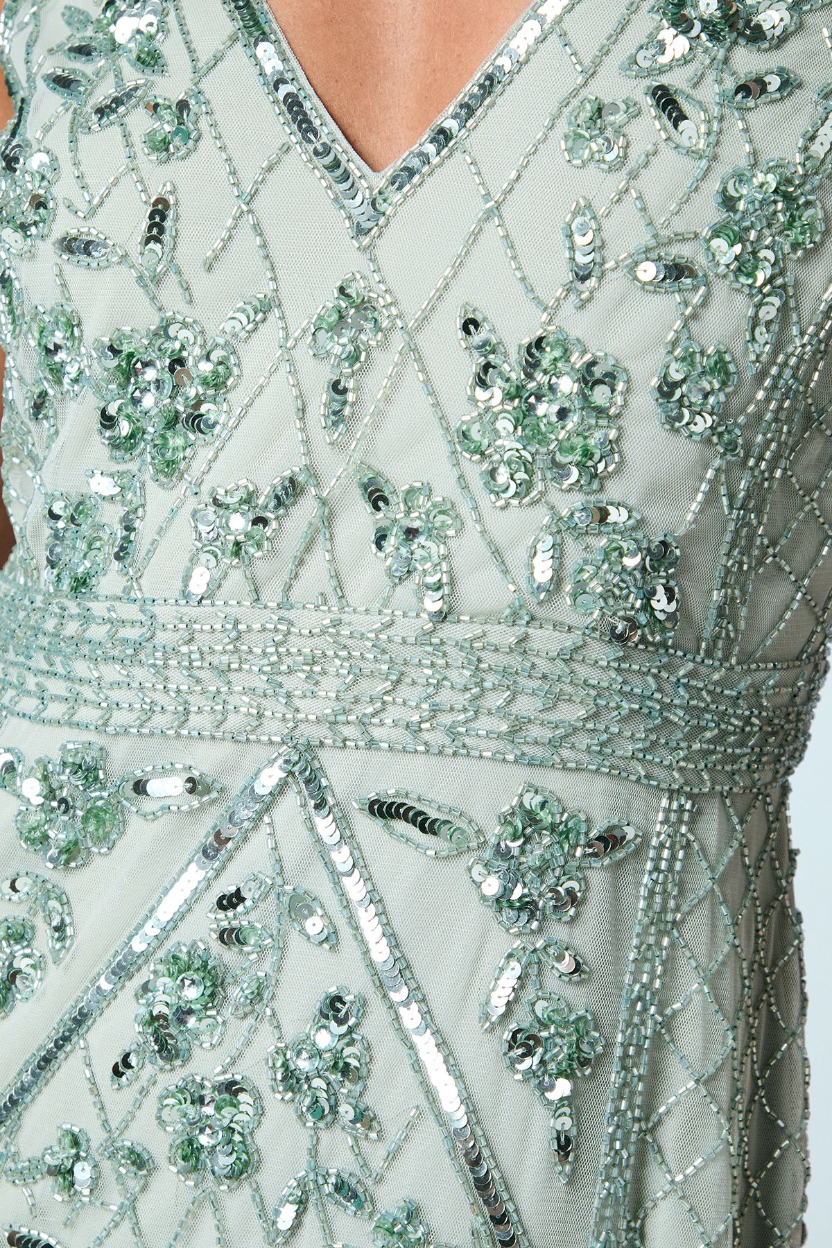 Coast Plunge Floral Embellished Bridesmaid Dress Sage image 5