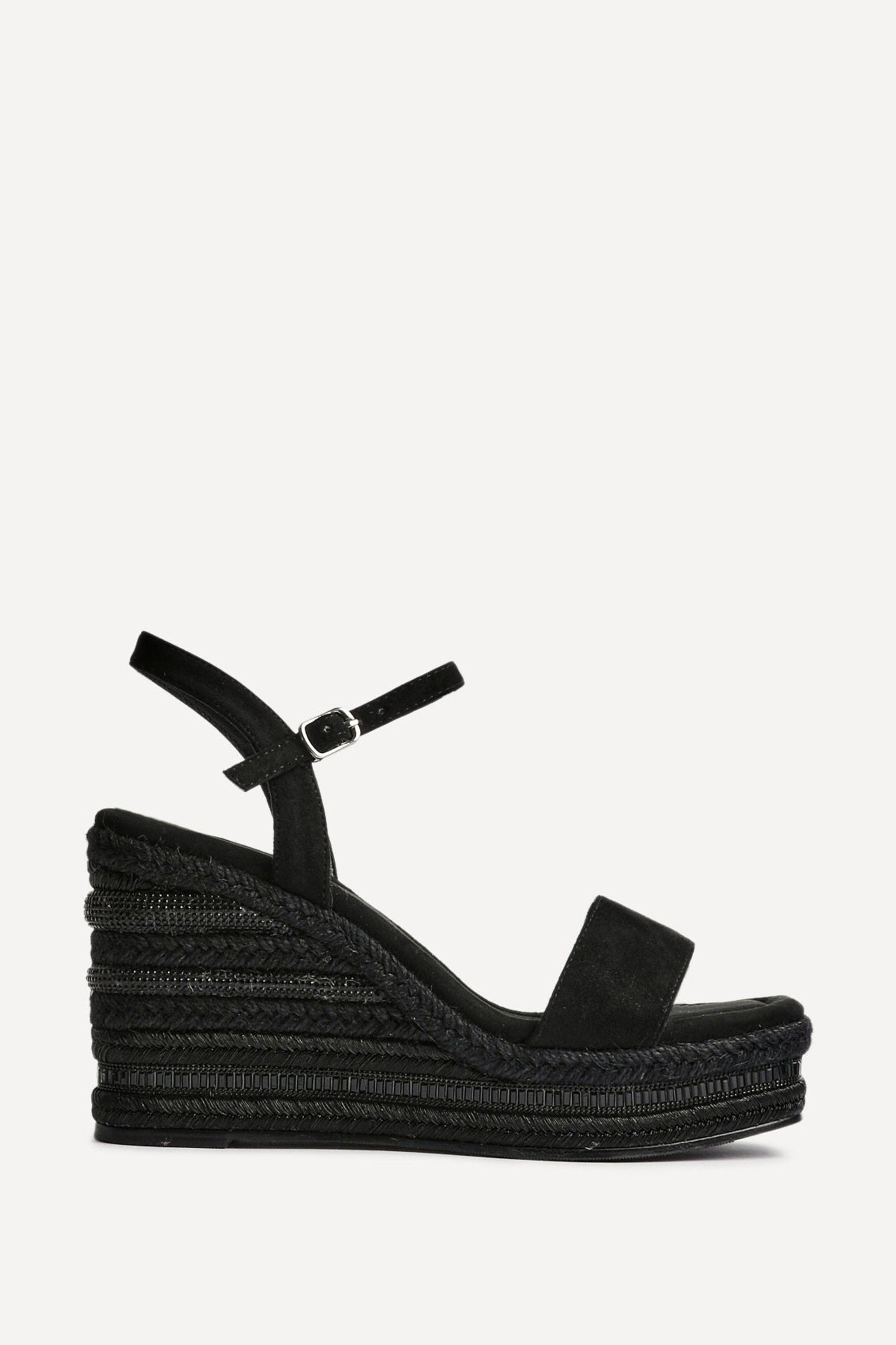 Linzi Icon Black Faux Suede Embellished Wedge image 1