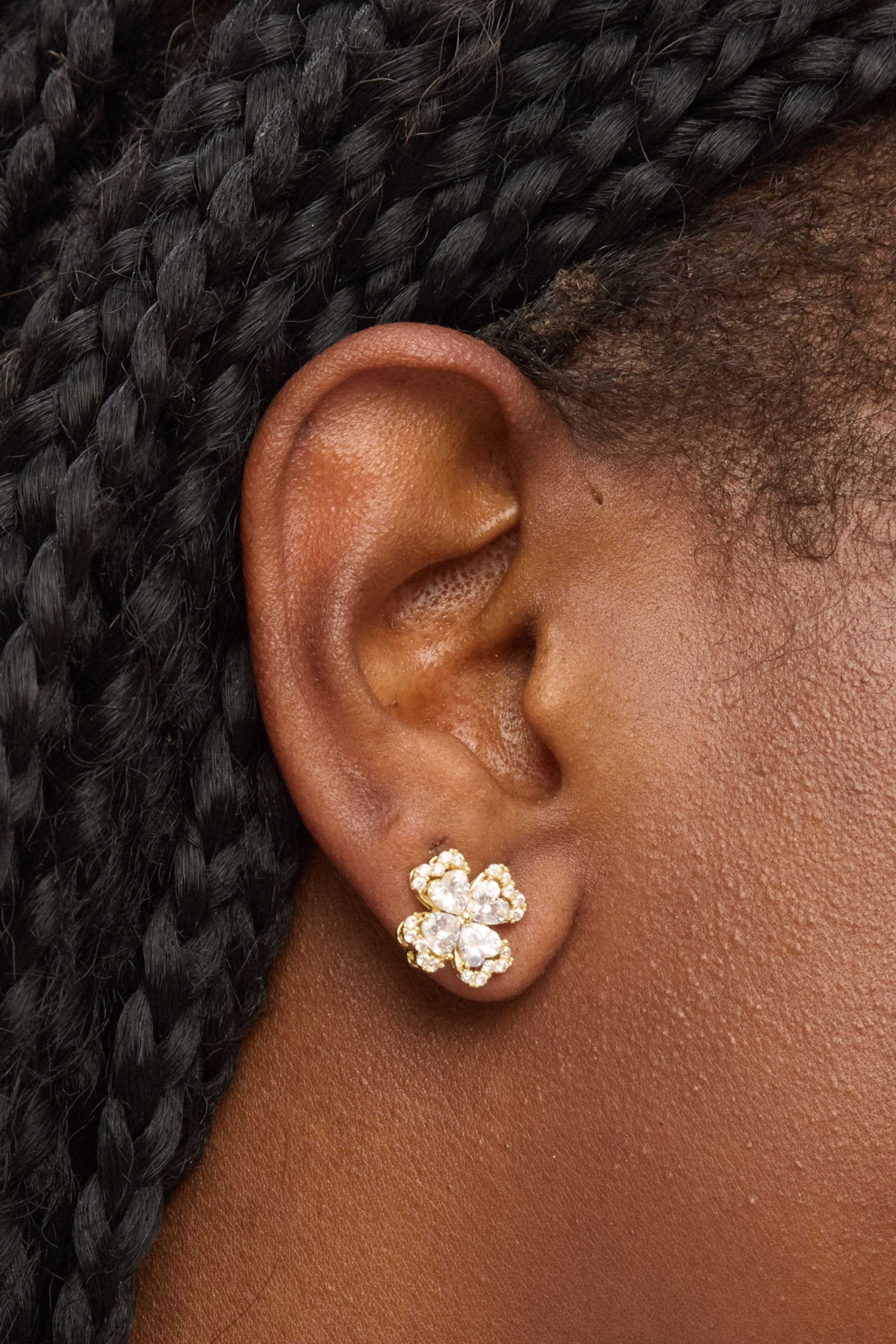 Jon Richard Gold Plated and Crystal Clover Stud Earrings image 2