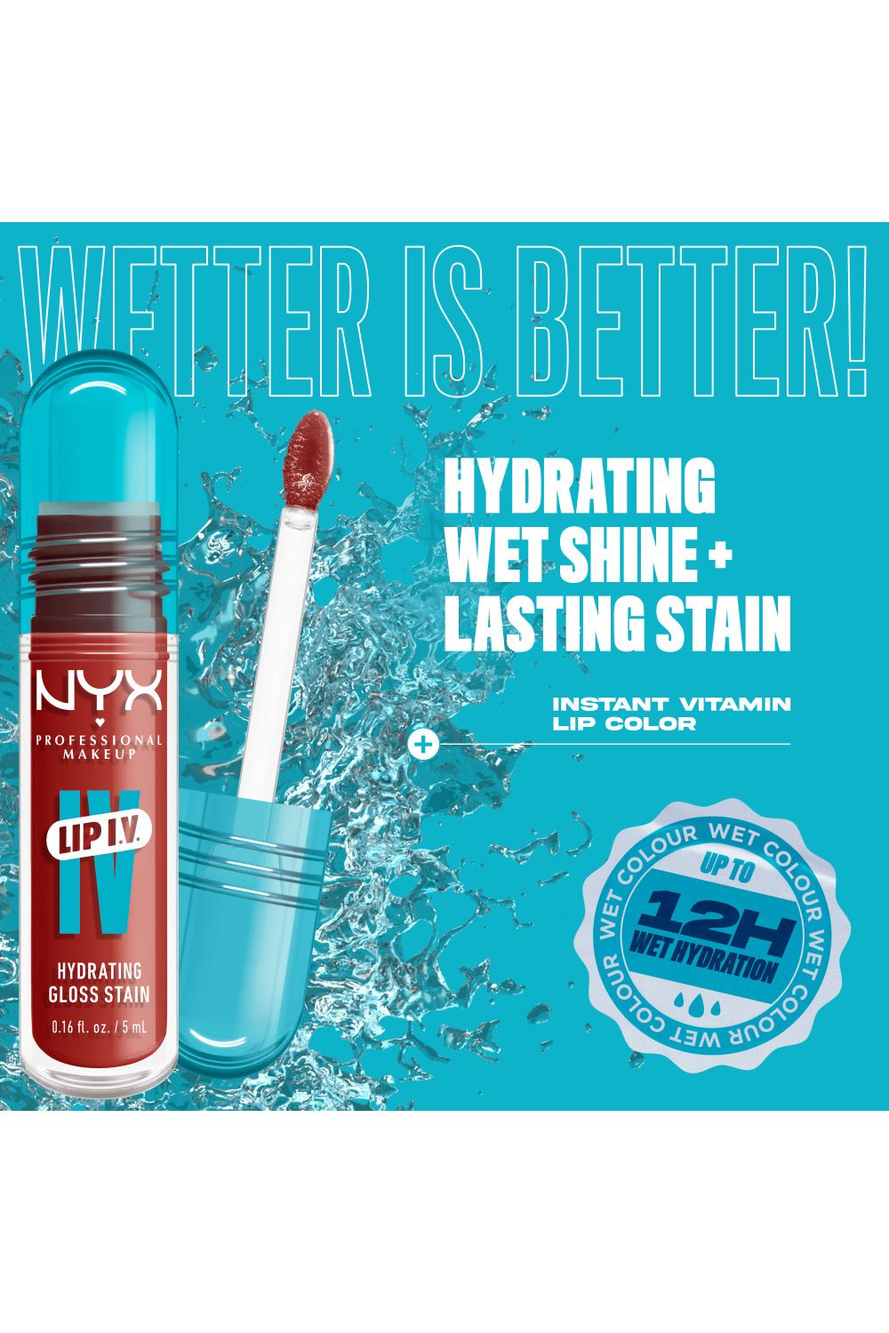 NYX Professional Makeup Lip IV Hydrating Gloss Stain, Lip Gloss 5ml Burst That Tang image 5