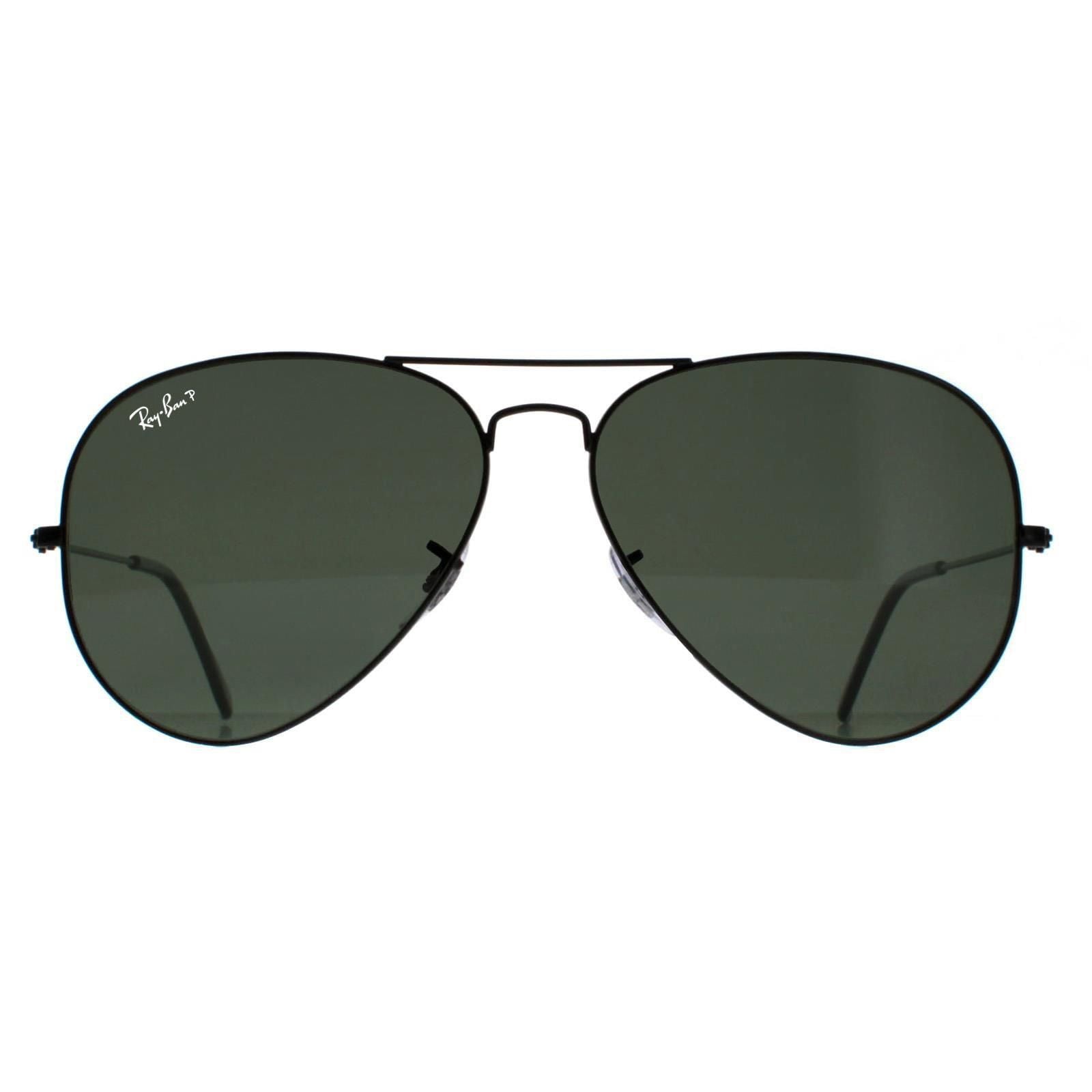 Ray-Ban Aviator Black Green Polarized Aviator 3025 Sunglasses