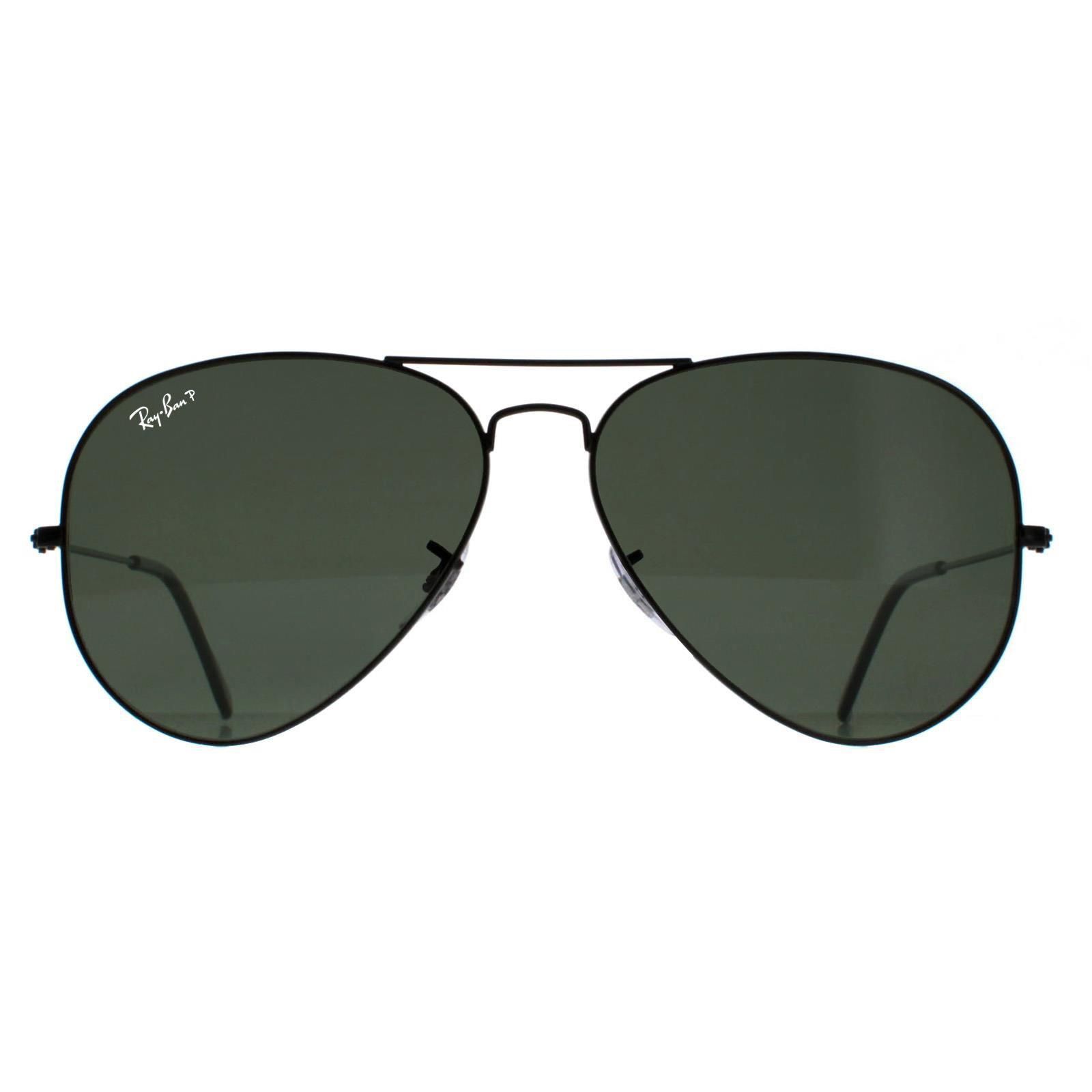 Ray-Ban Aviator Black Green Polarized Aviator 3025 Sunglasses image 1