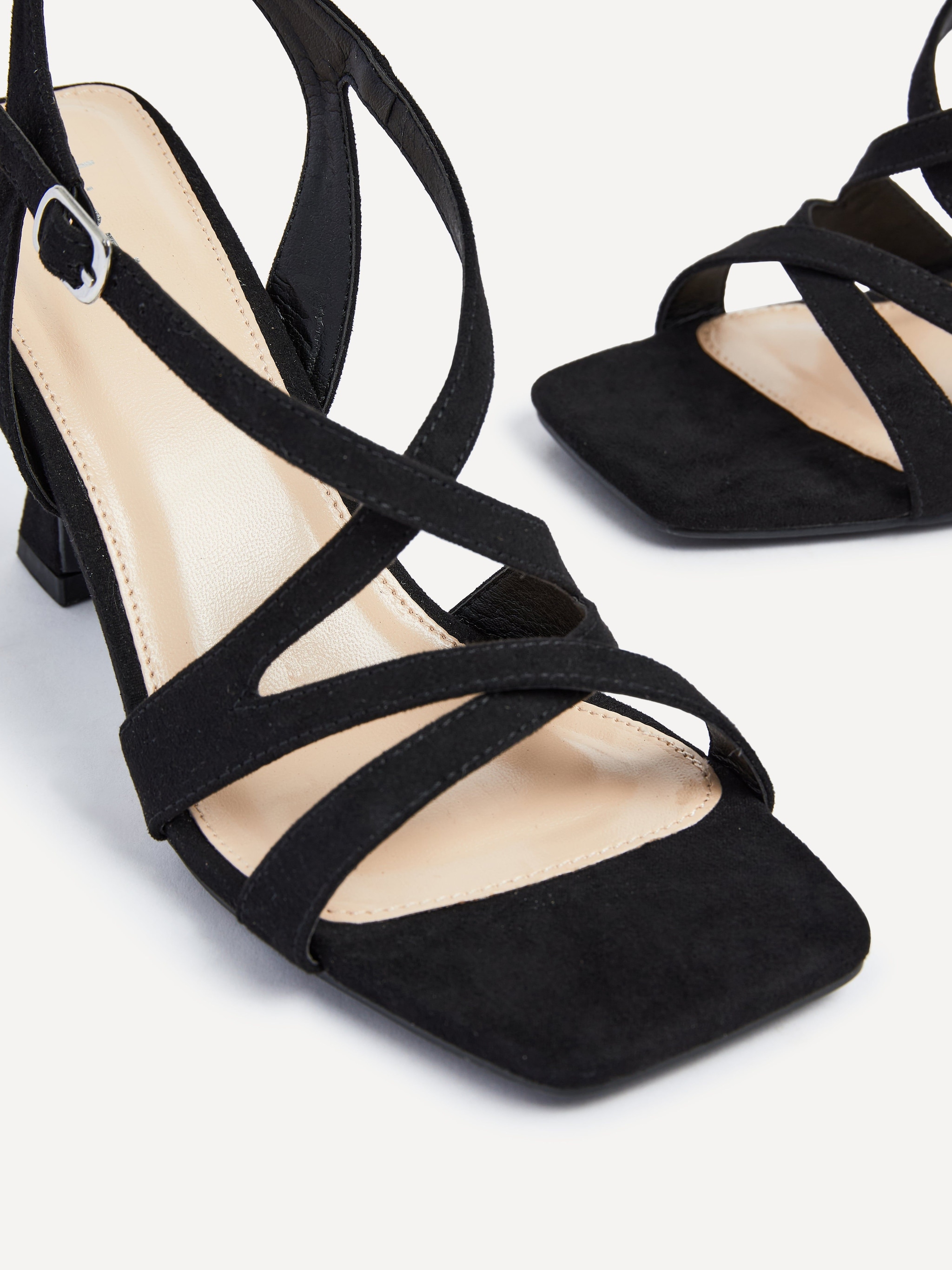 Linzi Liberty Black Faux Suede Square Toe Caged Heel image 5