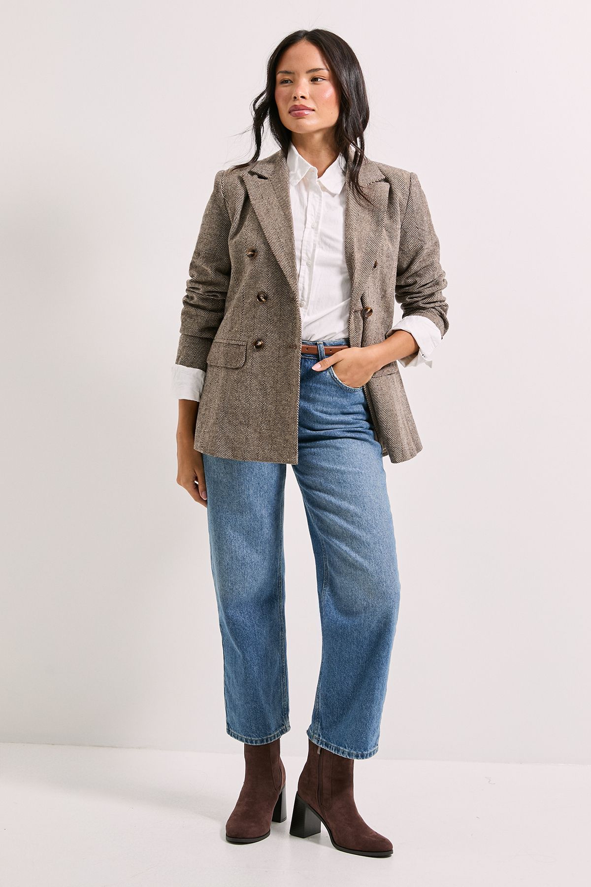 Dorothy Perkins Open Collar Double Breasted Blazer Grey image 4