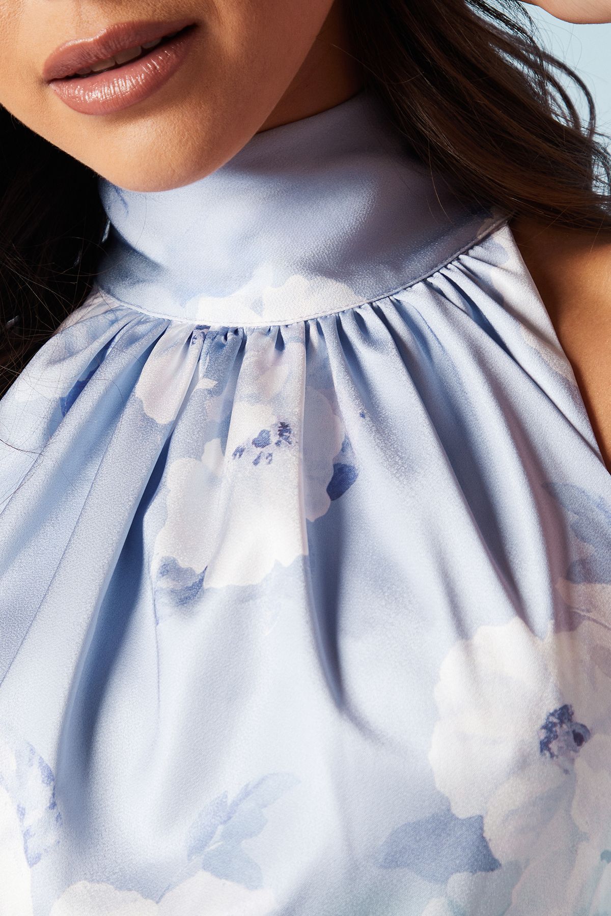 Oasis Lavender Posy Satin Halter Neck Midi Bridesmaid Dress Lavender image 5