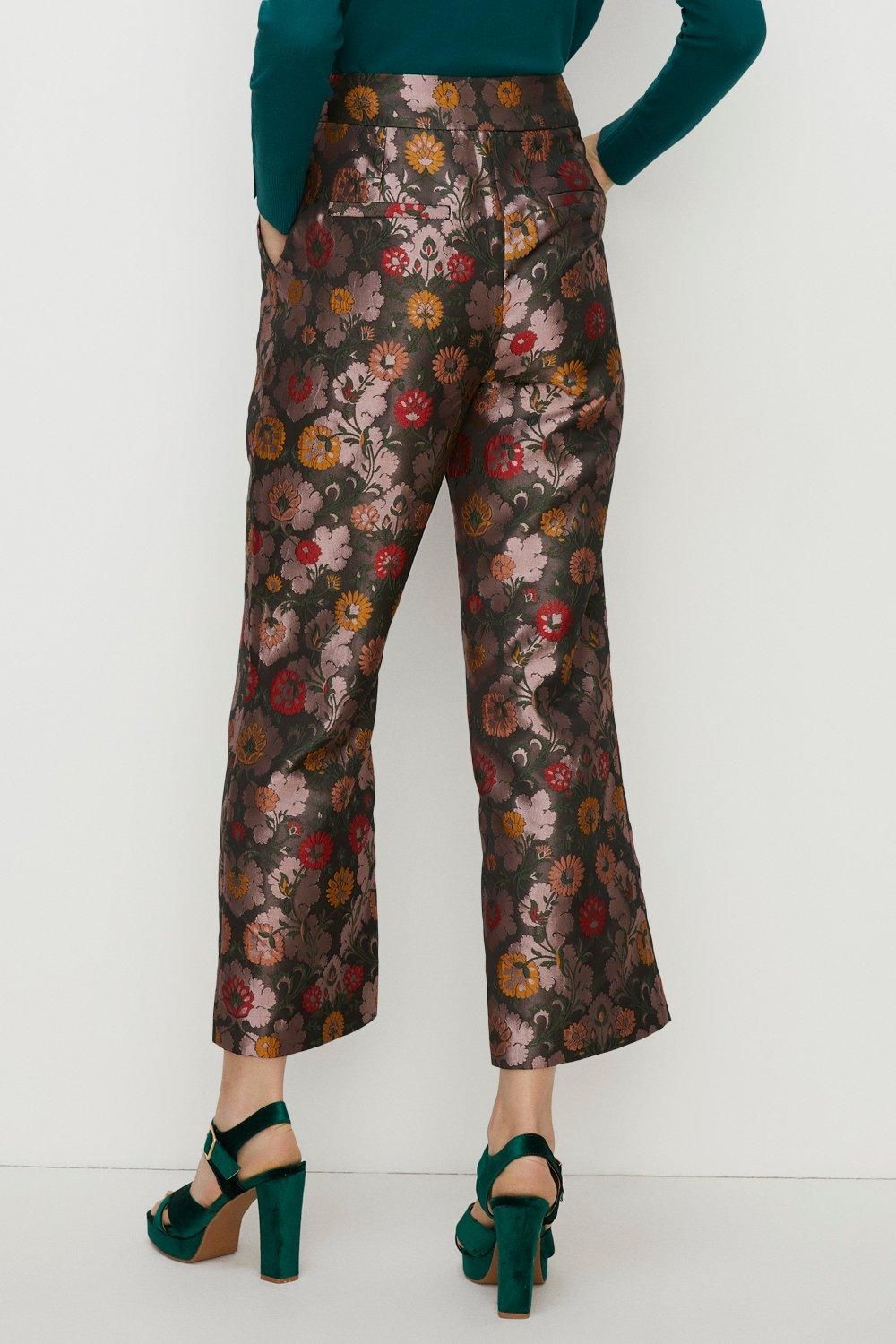 Oasis Floral Jacquard Straight Leg Trouser Mauve image 3