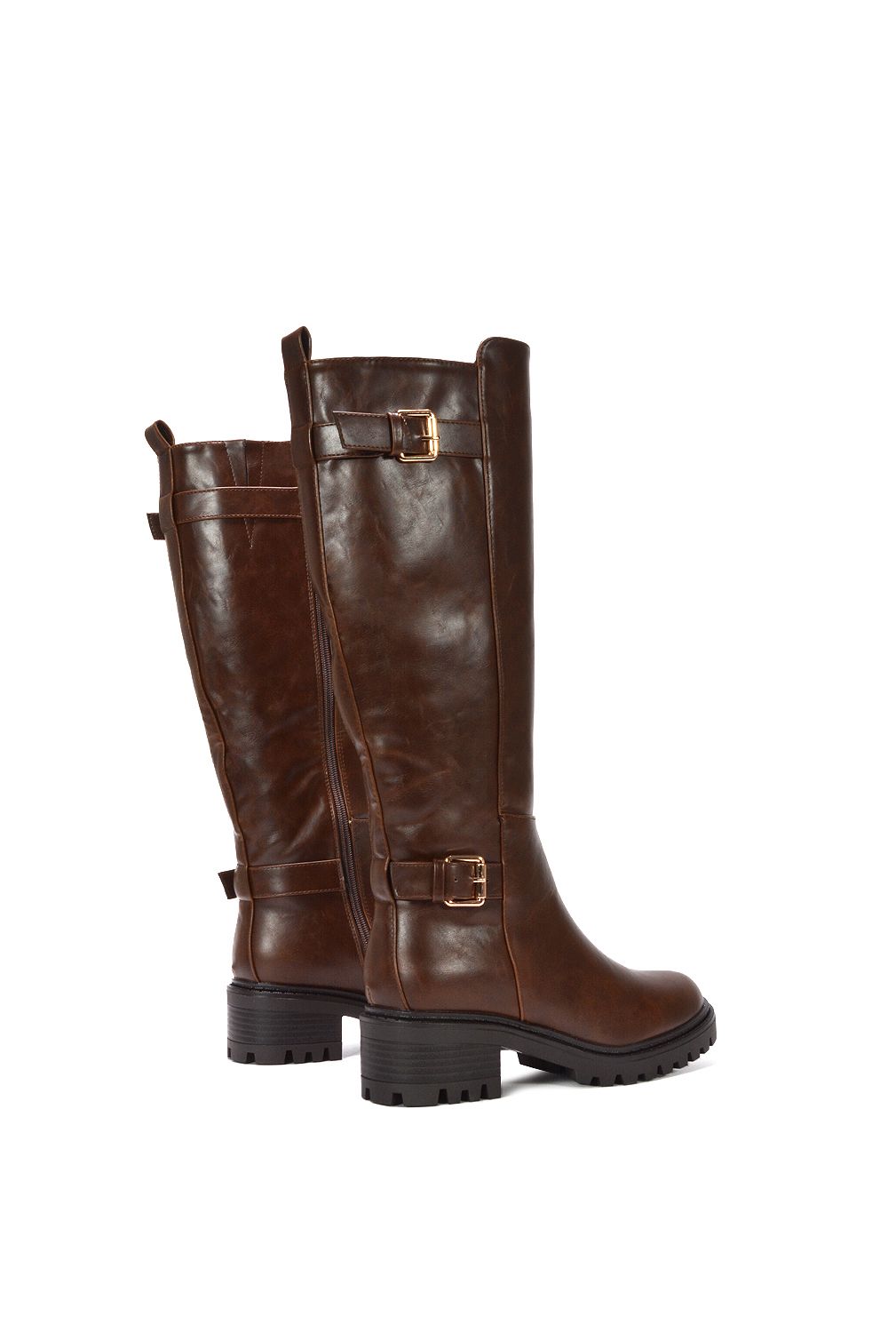 XY London 'Diana' Chunky Low Heel Knee High Biker Boots image 4