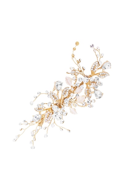 Jon Richard Gold Plated Harmony Gold Leaf And Crystal Sprig Clip