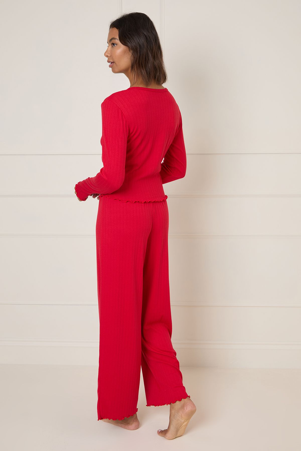 Oasis Pointelle Jersey Pyjama Set Red image 3